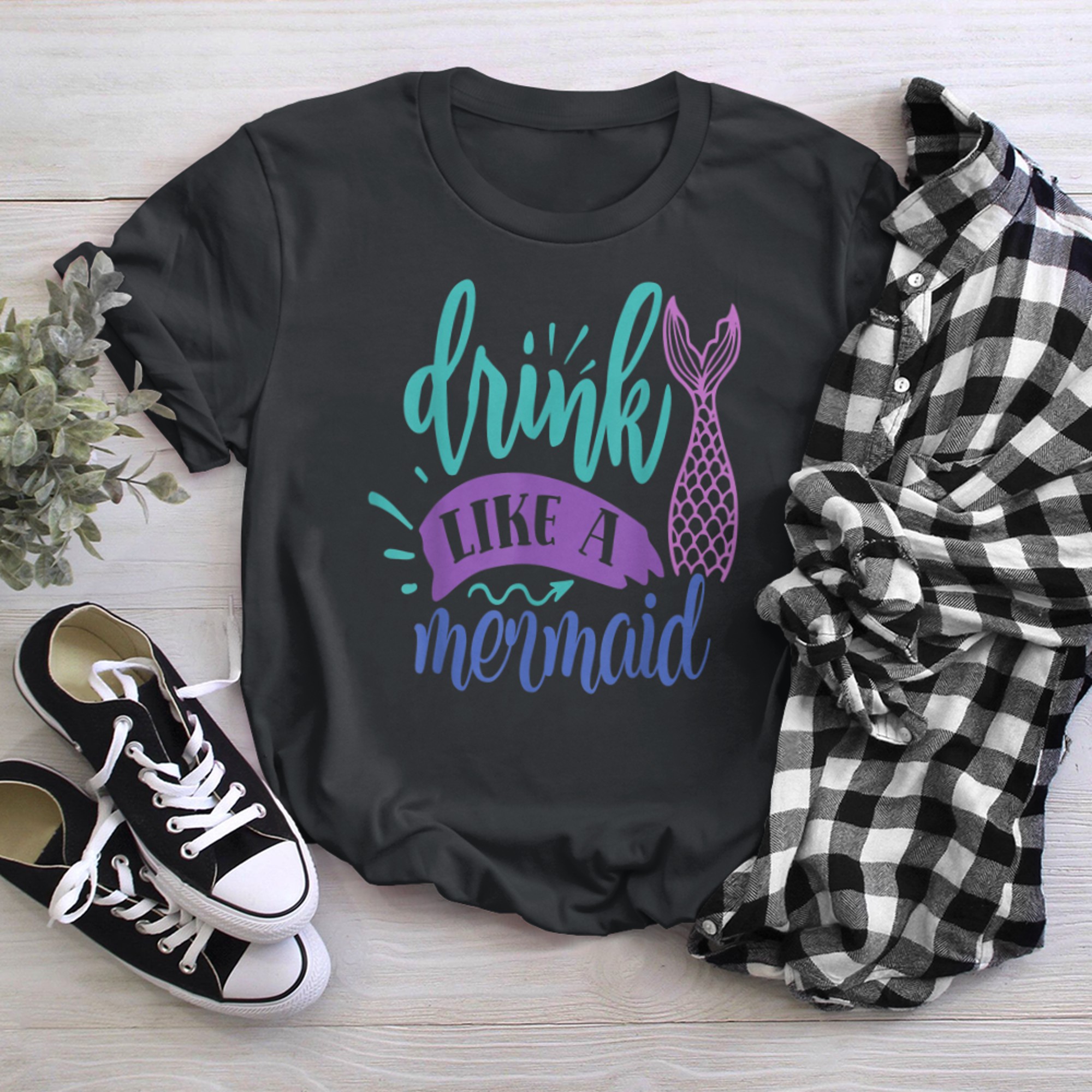 Funny Summer Mermaid I Drink Like A Mermaid - Birthday t-shirt black