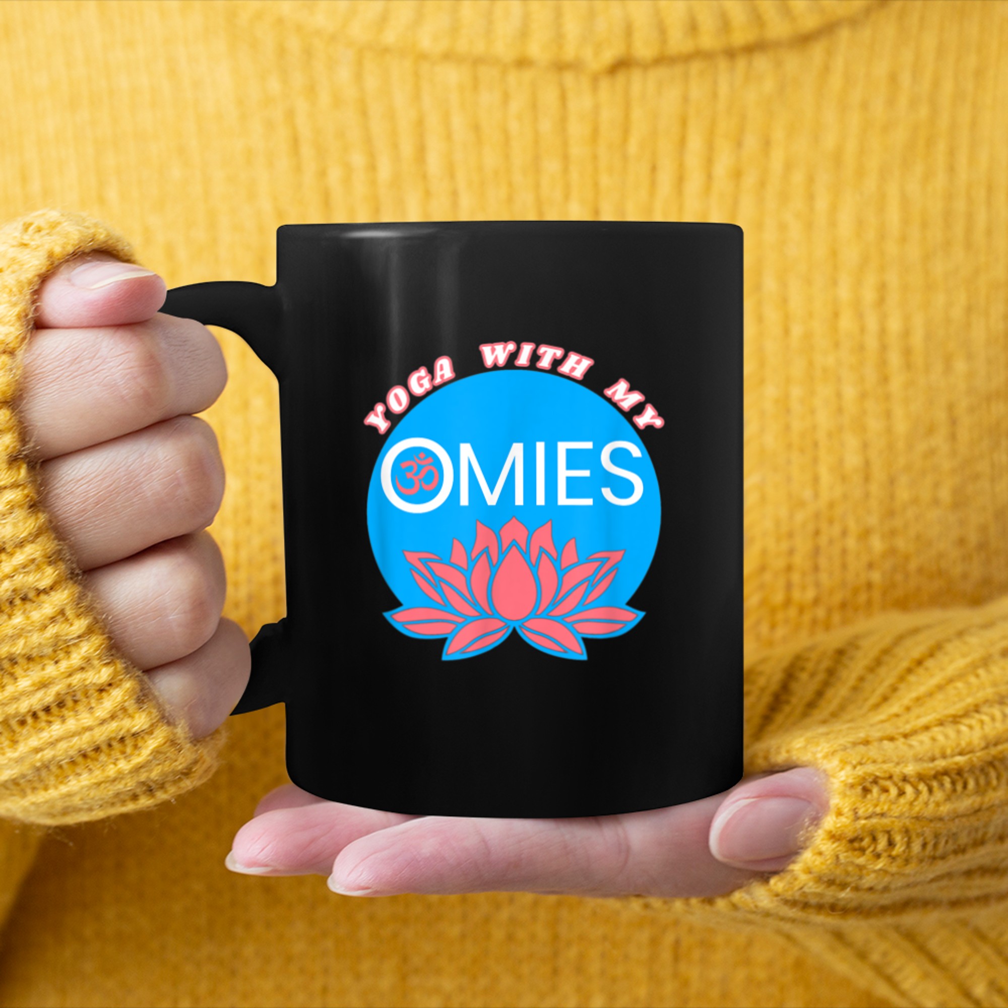 Funny Yoga With My Omies Lotus Om Symbol Men Women (1) mug black