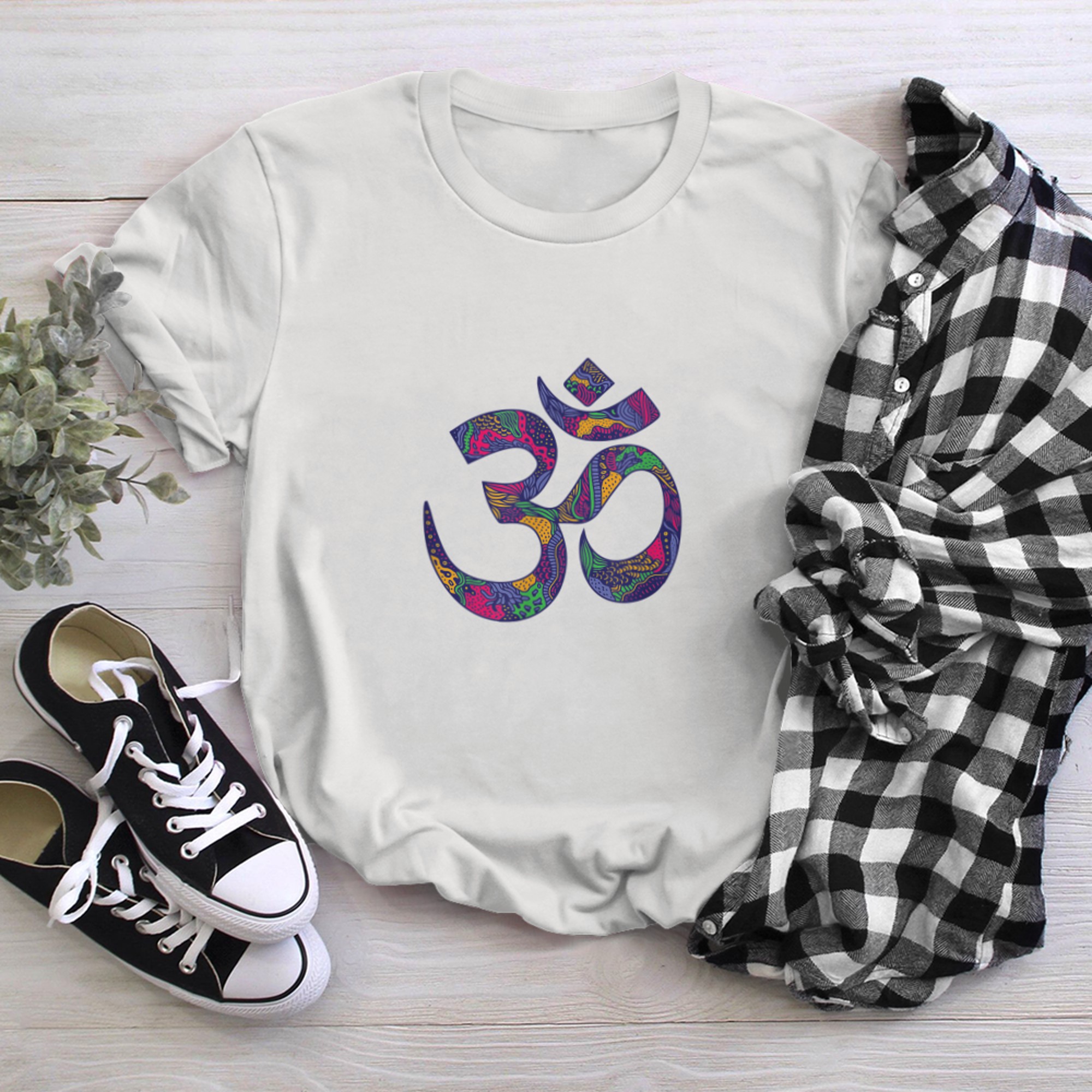 Hindu Religious sign Aum- Yoga Om Spiritual Symbol t-shirt white