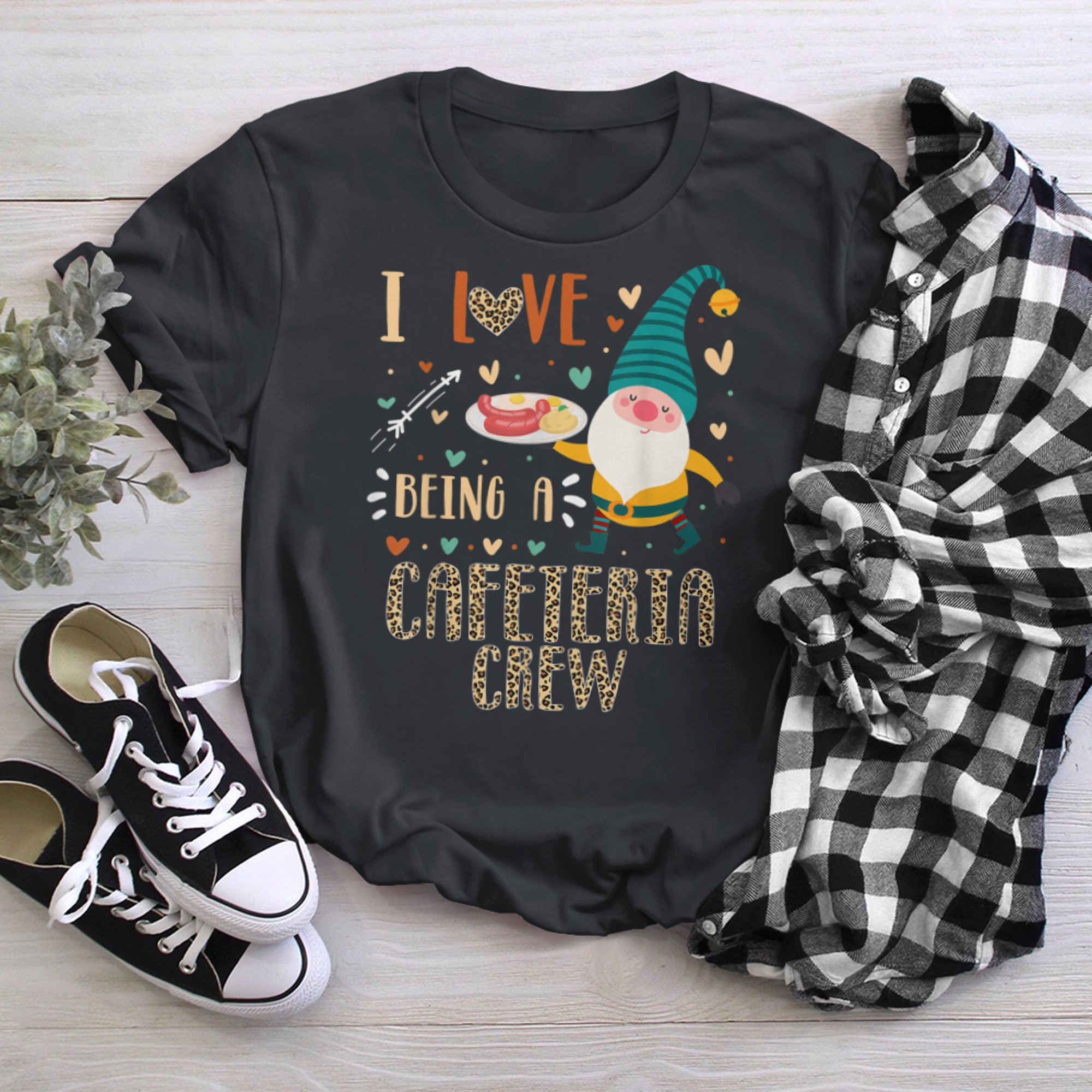 I Love Cafeteria Crew Gnome Crew Matching Lunch Lady Squad t-shirt black