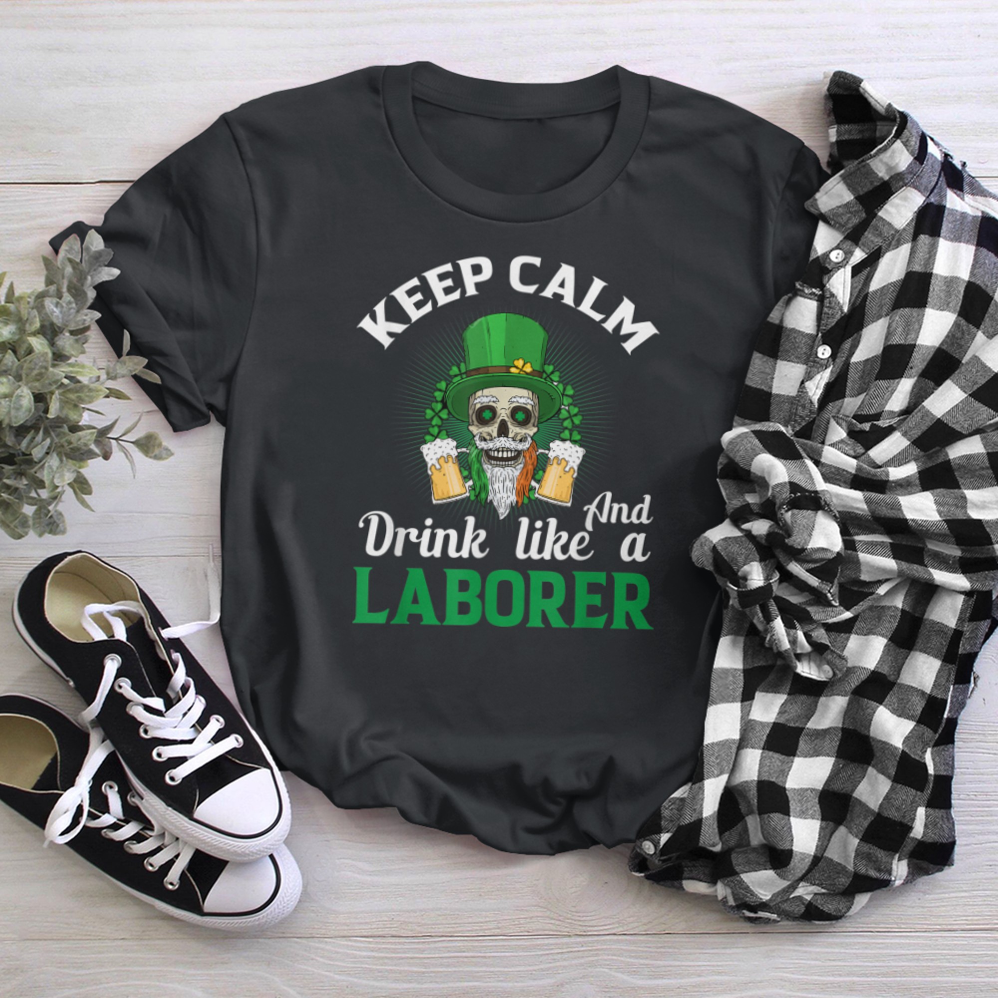 Keep Calm and Drink Like A Labober Irish Skeleton Drinking t-shirt black