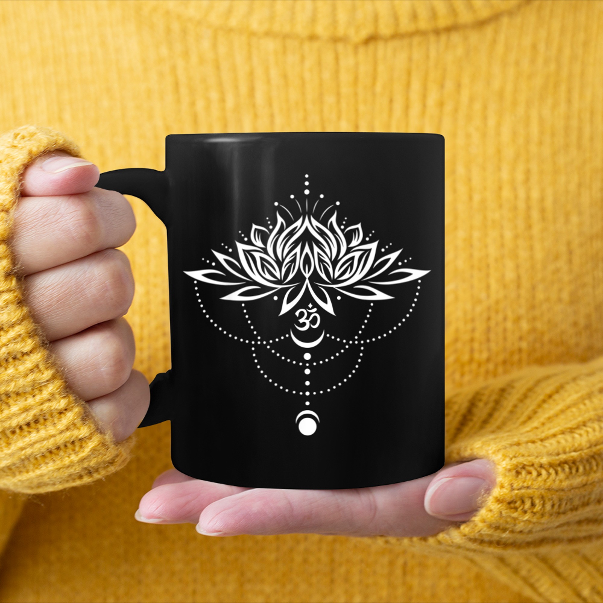 Lotus Flower Om Symbol Yoga Meditation Lovers mug black