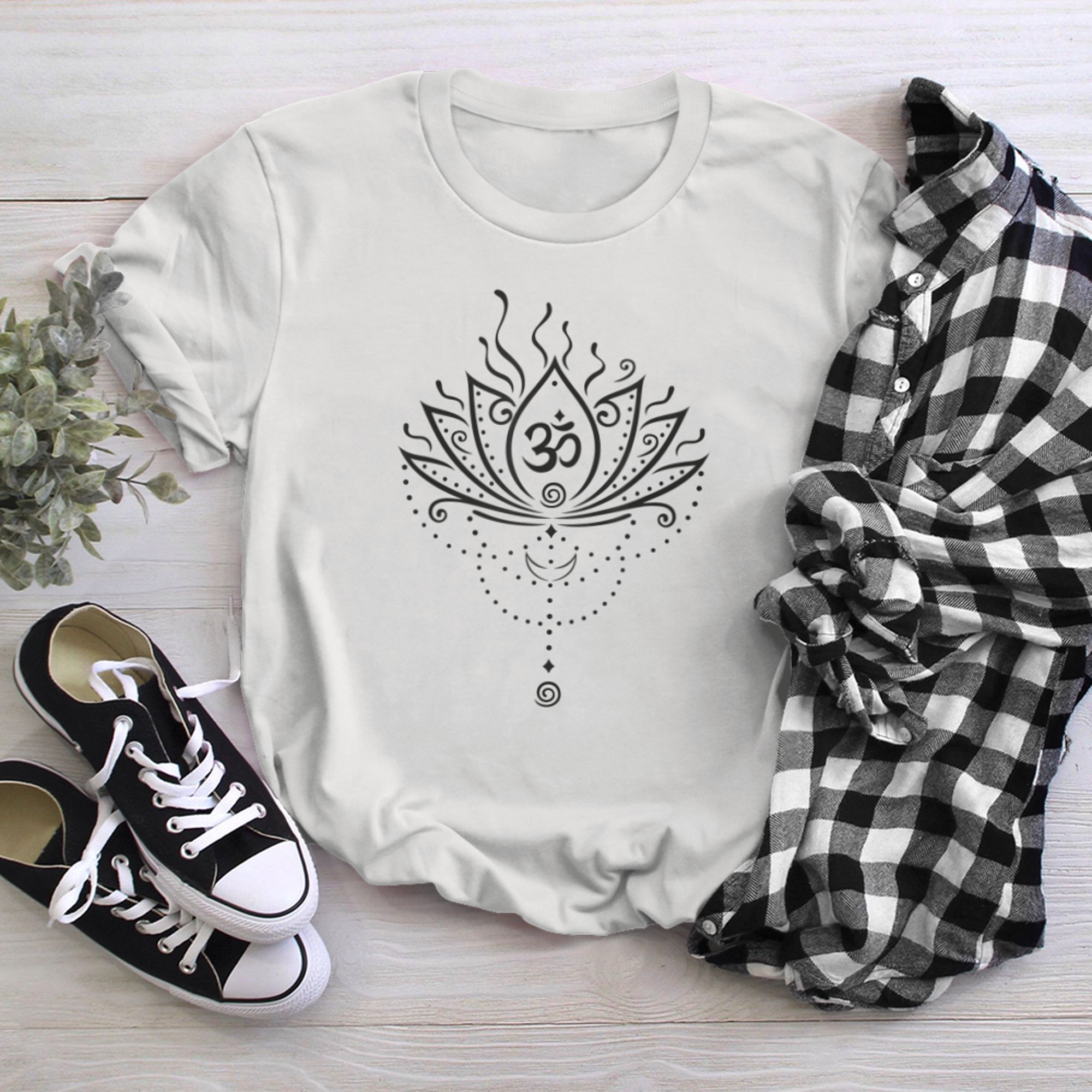 Lotus Flower with Om Symbol for Zen Meditation for Yoga Lovers t-shirt white