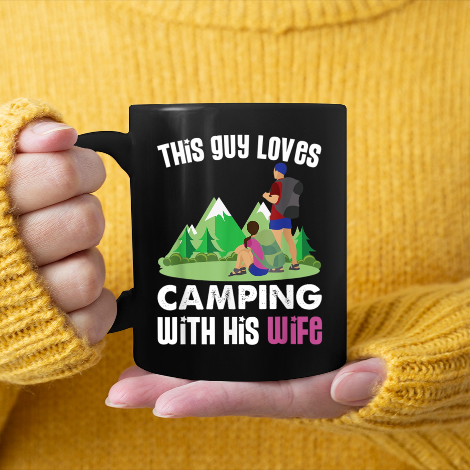 Men's Camping, Funny This Guy Loves Camping With His Wife mug black