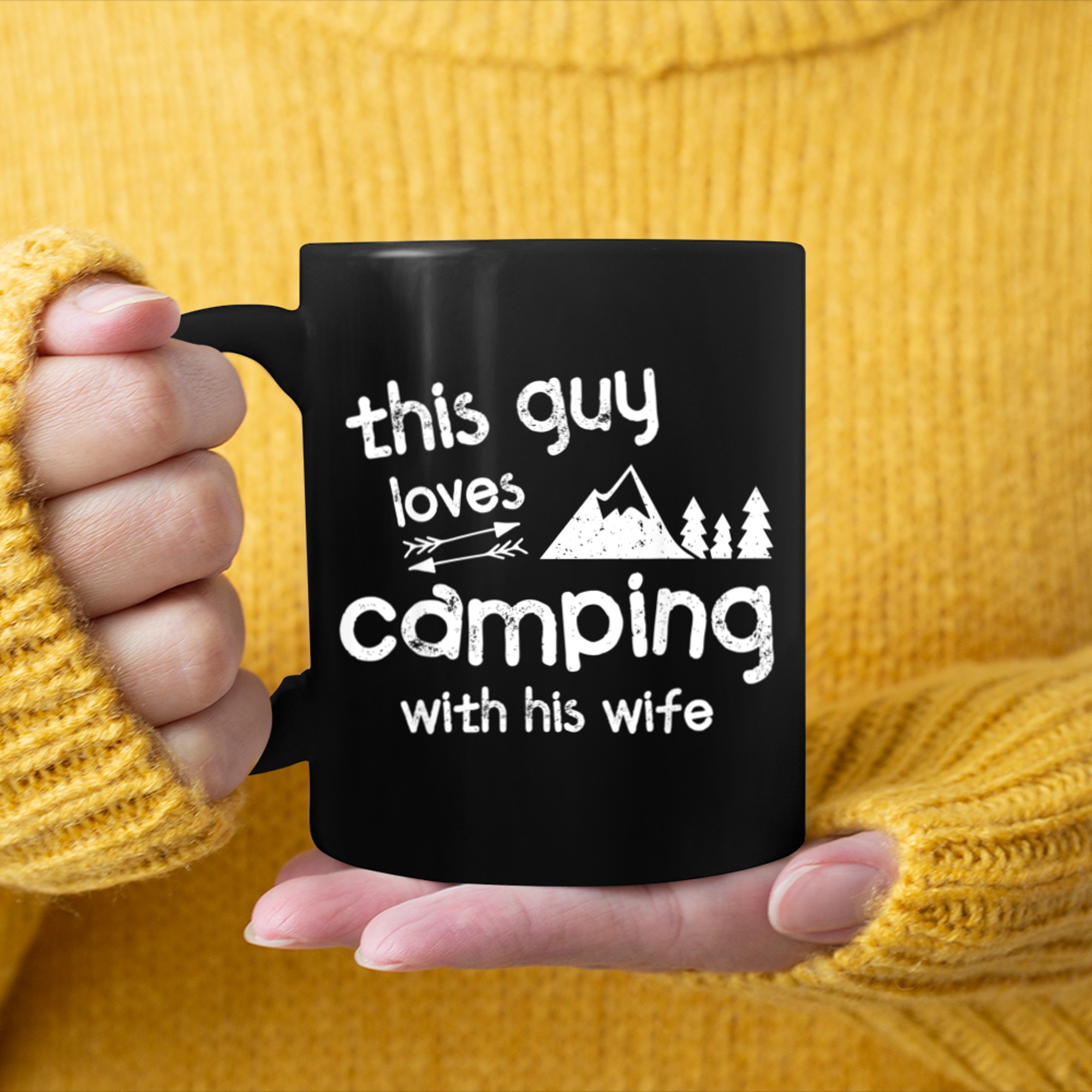 Mens This Guy Loves Camping With His Wife Funny Camping mug black