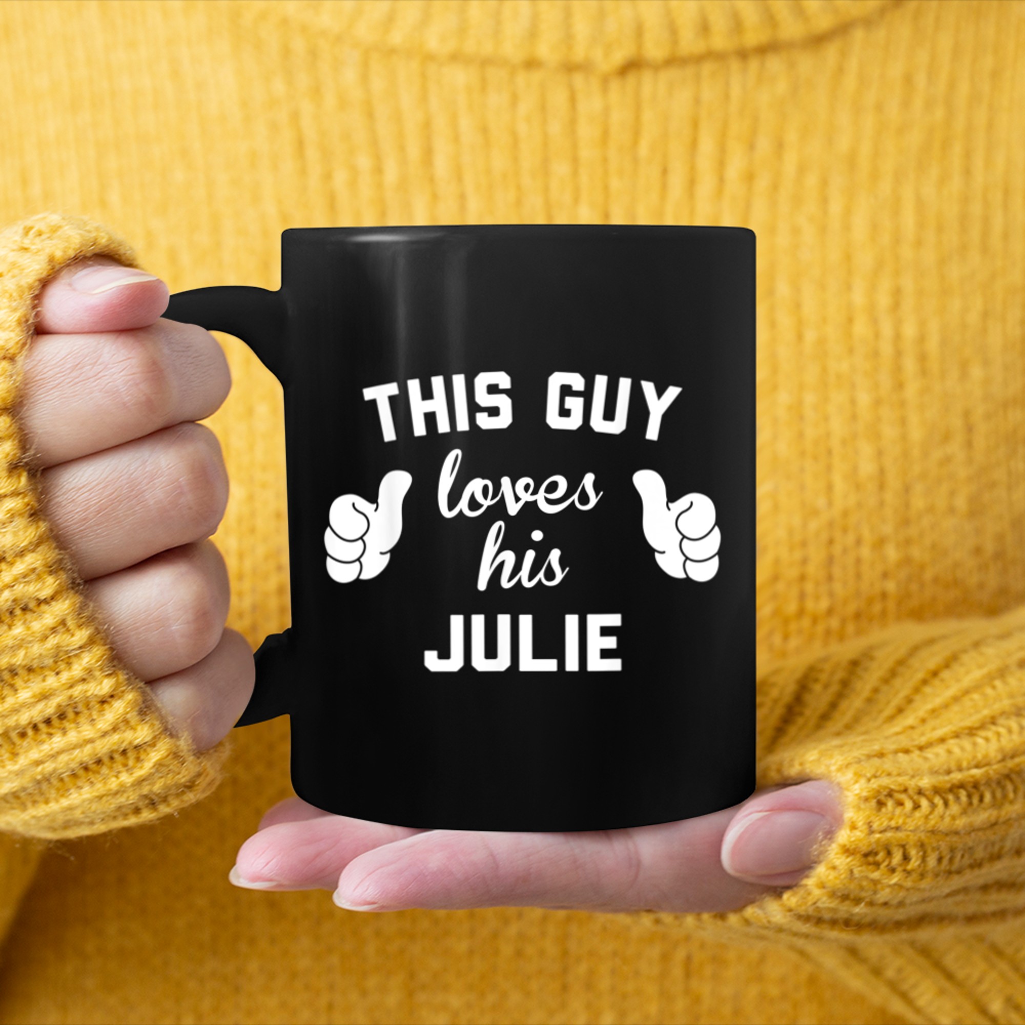 Mens this guy loves his Julie mug black