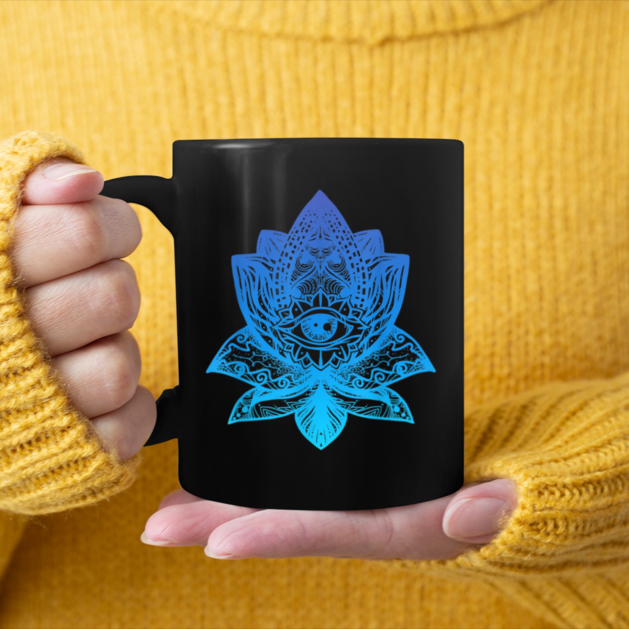 Namaste, Lotus flower, Yoga meditation clothing, Om symbol (10) mug black