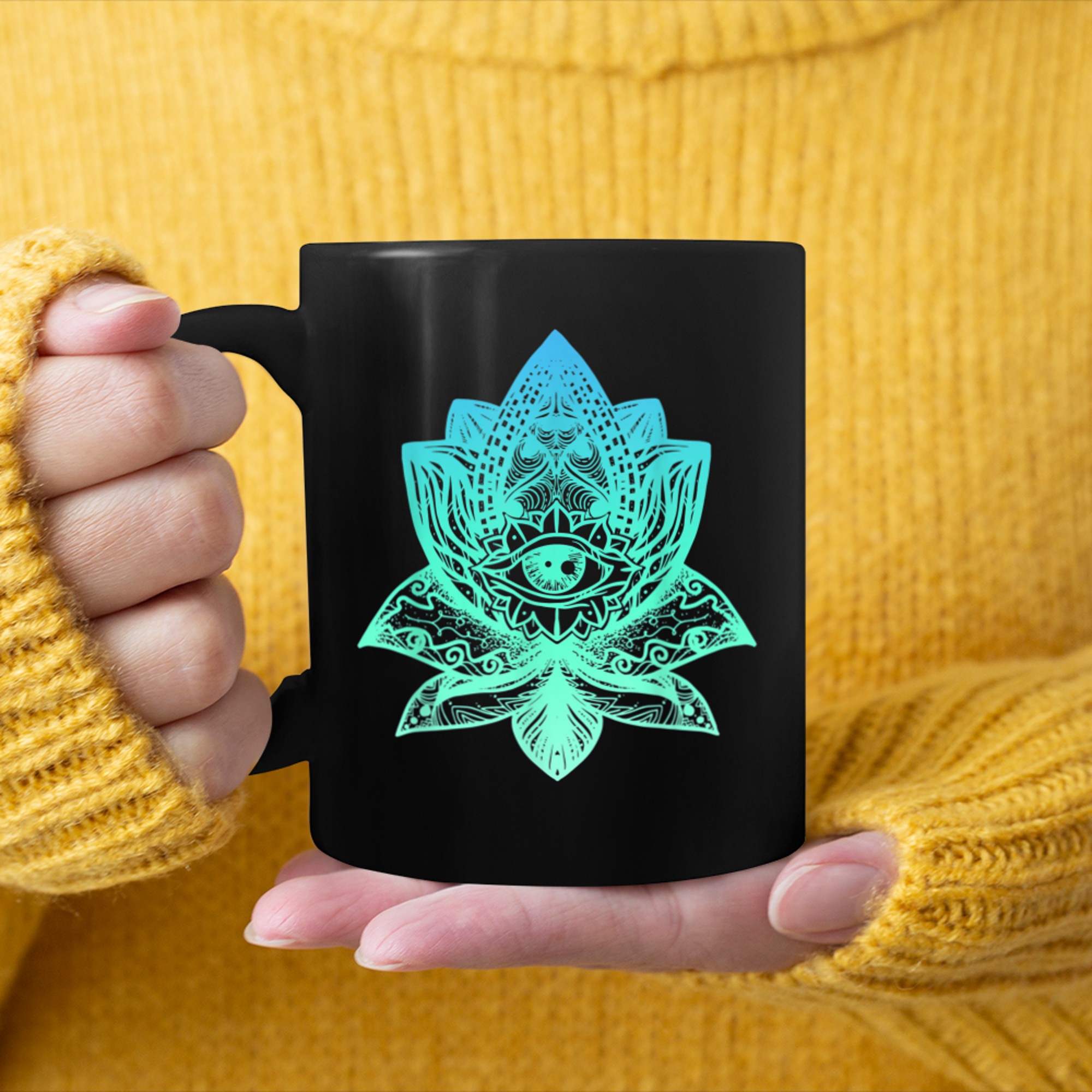 Namaste, Lotus flower, Yoga meditation clothing, Om symbol (15) mug black