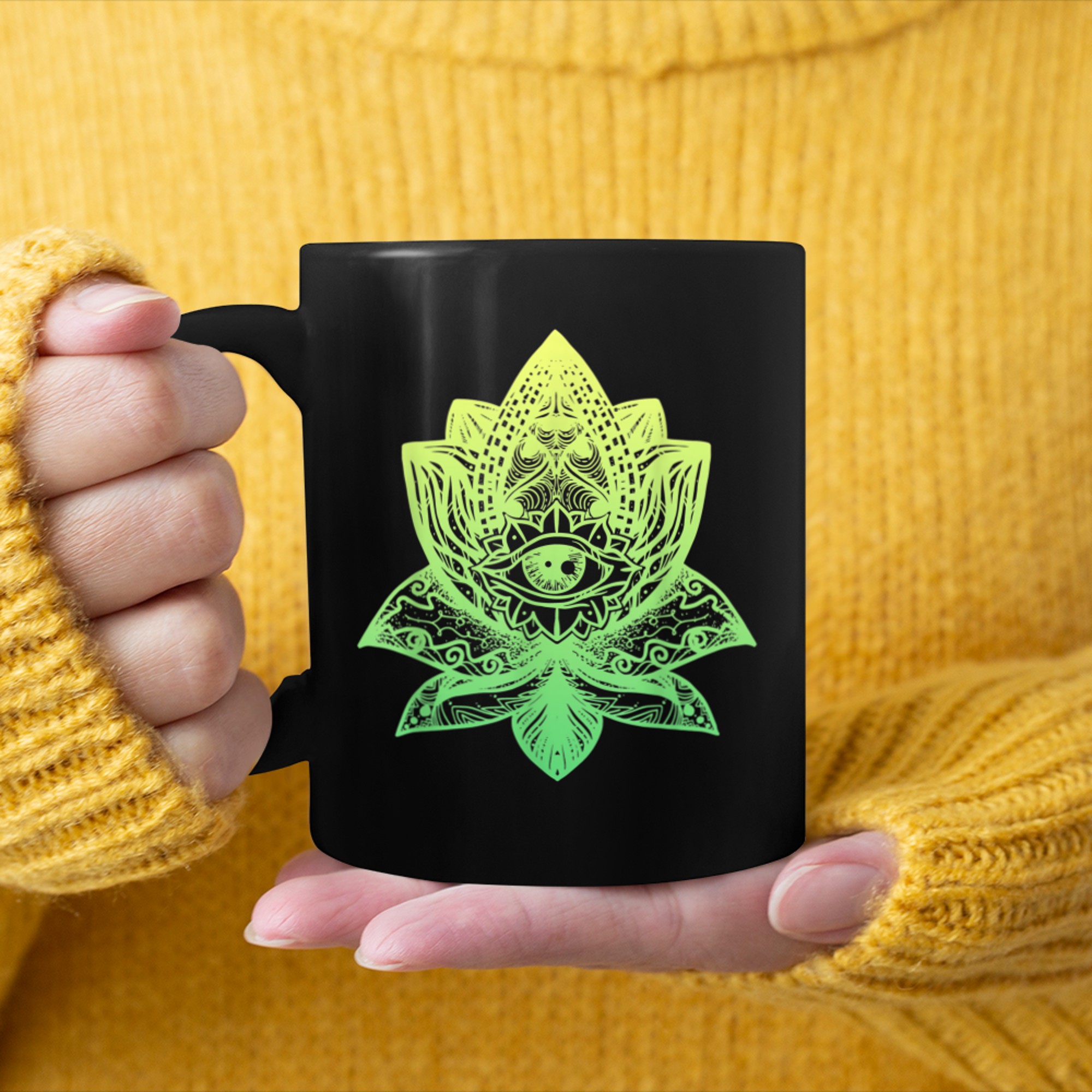 Namaste, Lotus flower, Yoga meditation clothing, Om symbol (16) mug black