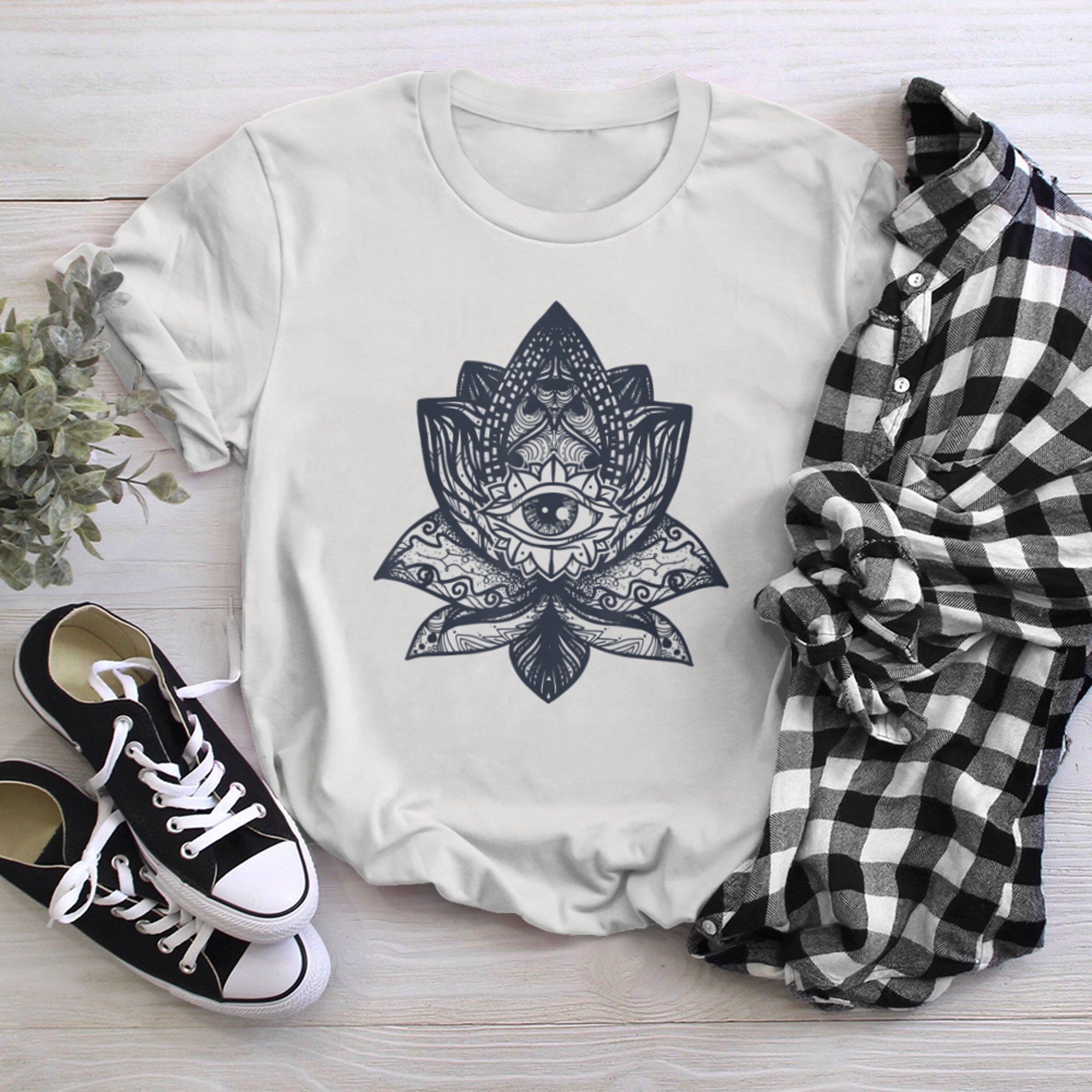 Namaste, Lotus flower, Yoga meditation clothing, Om symbol (3) t-shirt white