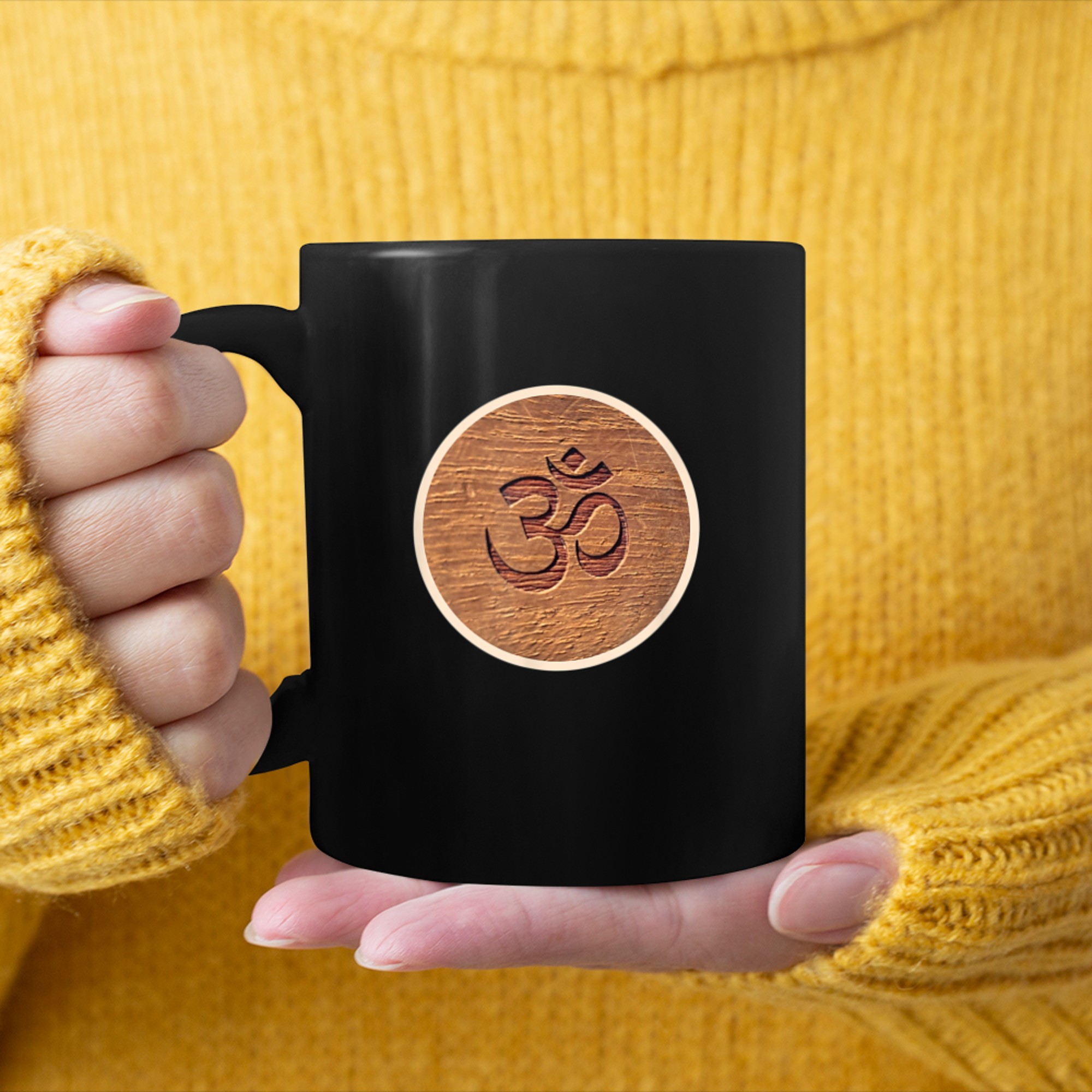 Om Aum Omkara Ancient Symbol Spiritual Art Yoga Meditation mug black