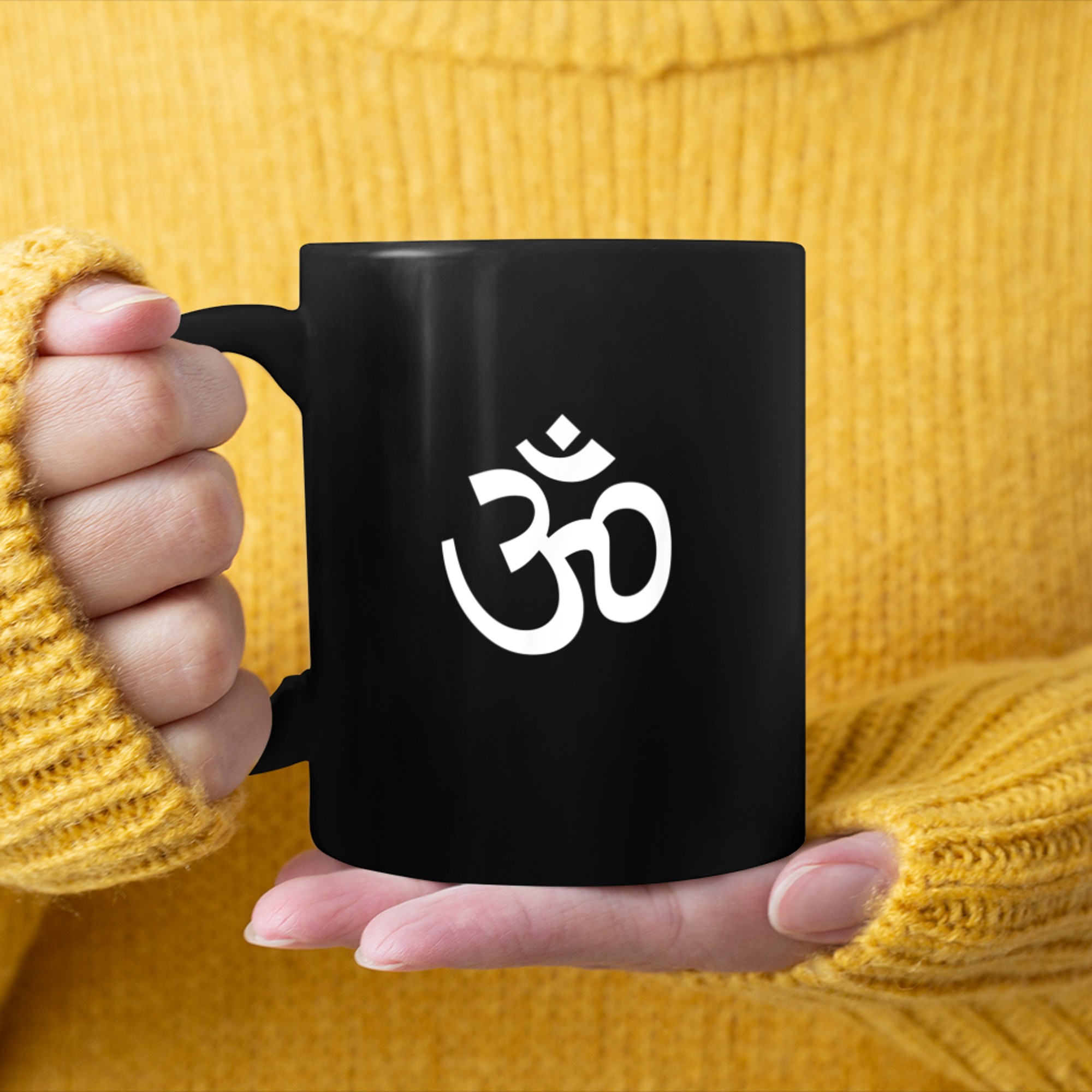 Om Buddhist symbol yoga outfit mug black