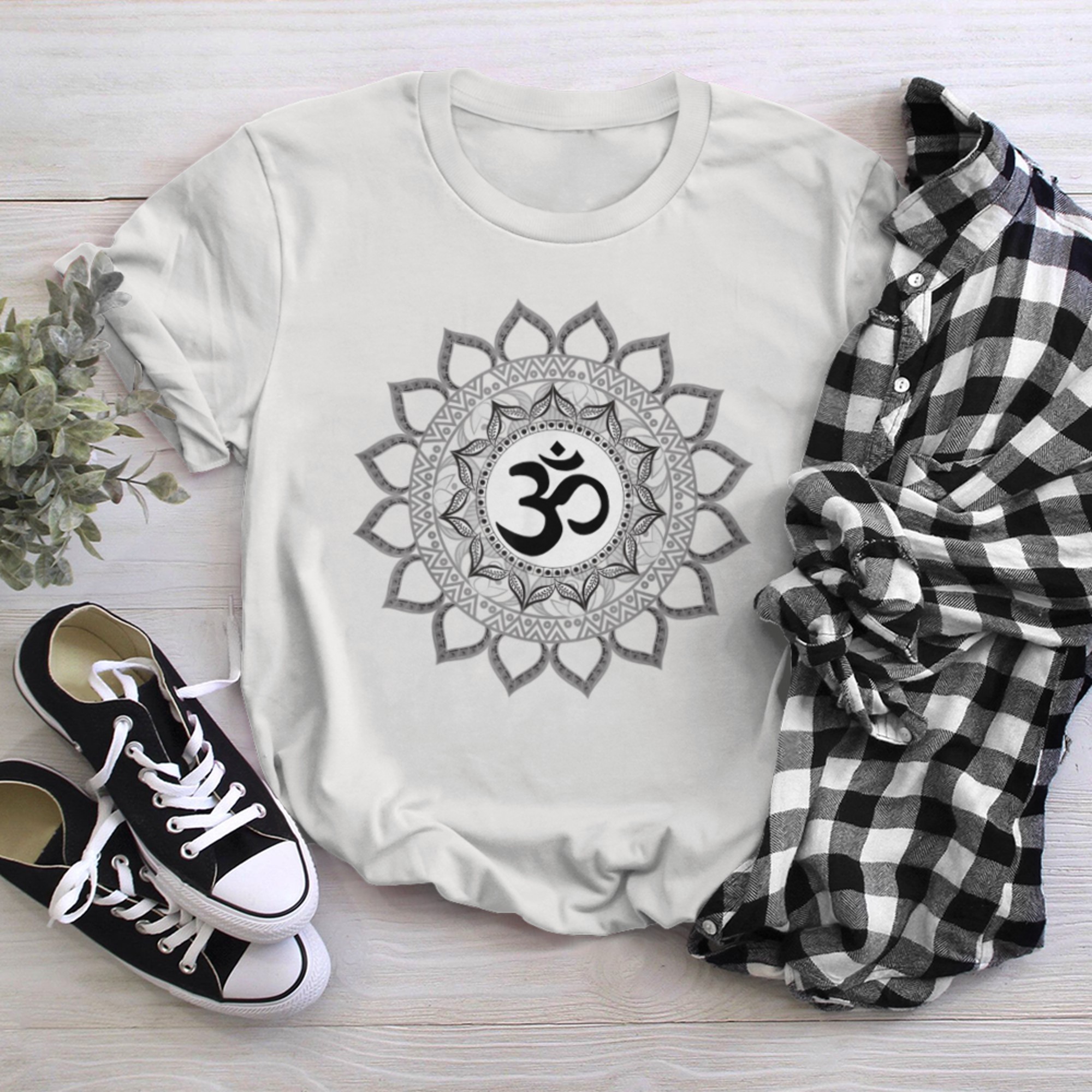 Om Mandala Symbol for Yoga Meditation Students t-shirt white