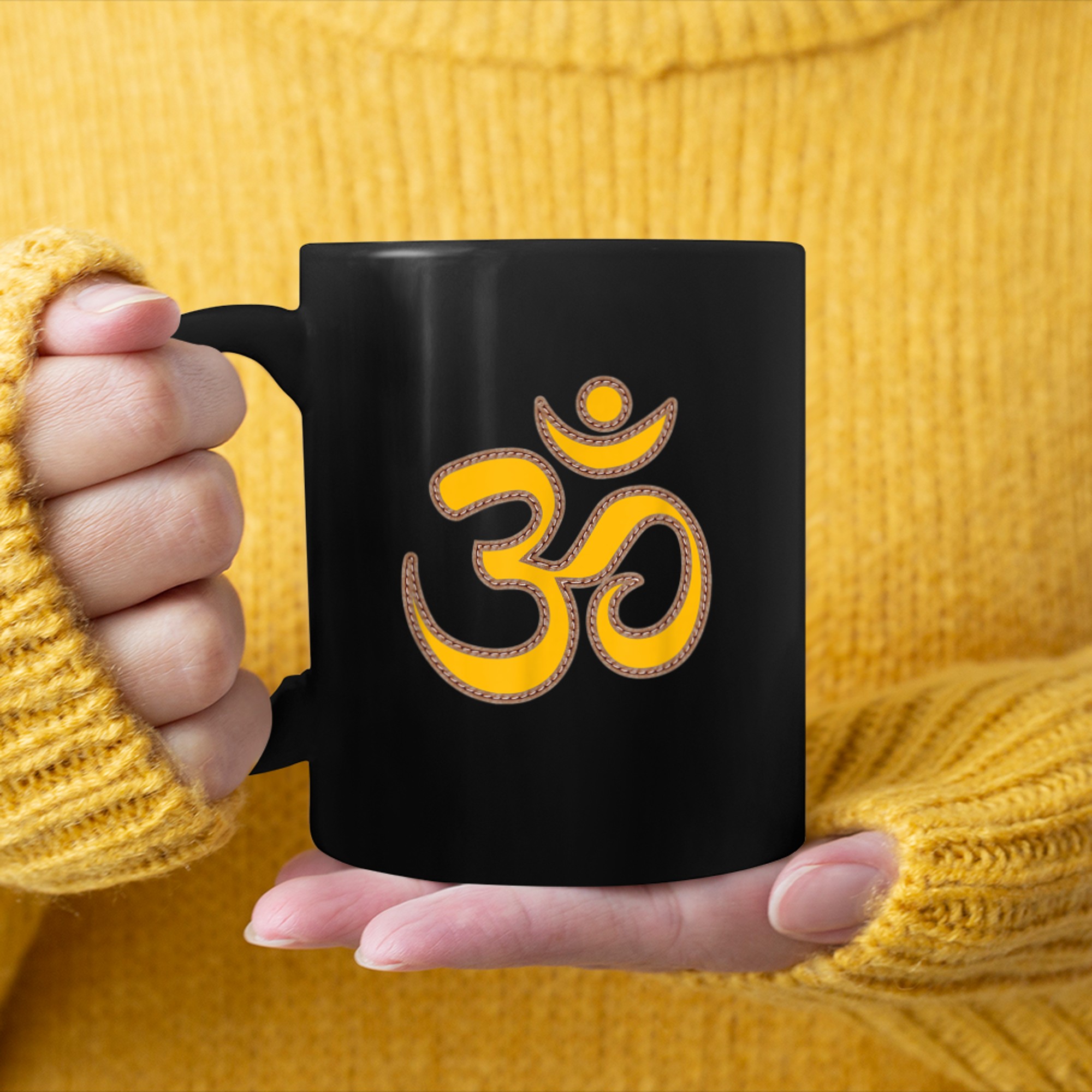 Om Meditation Spiritual Ancient Symbol Peace Yoga Aum Omkara mug black