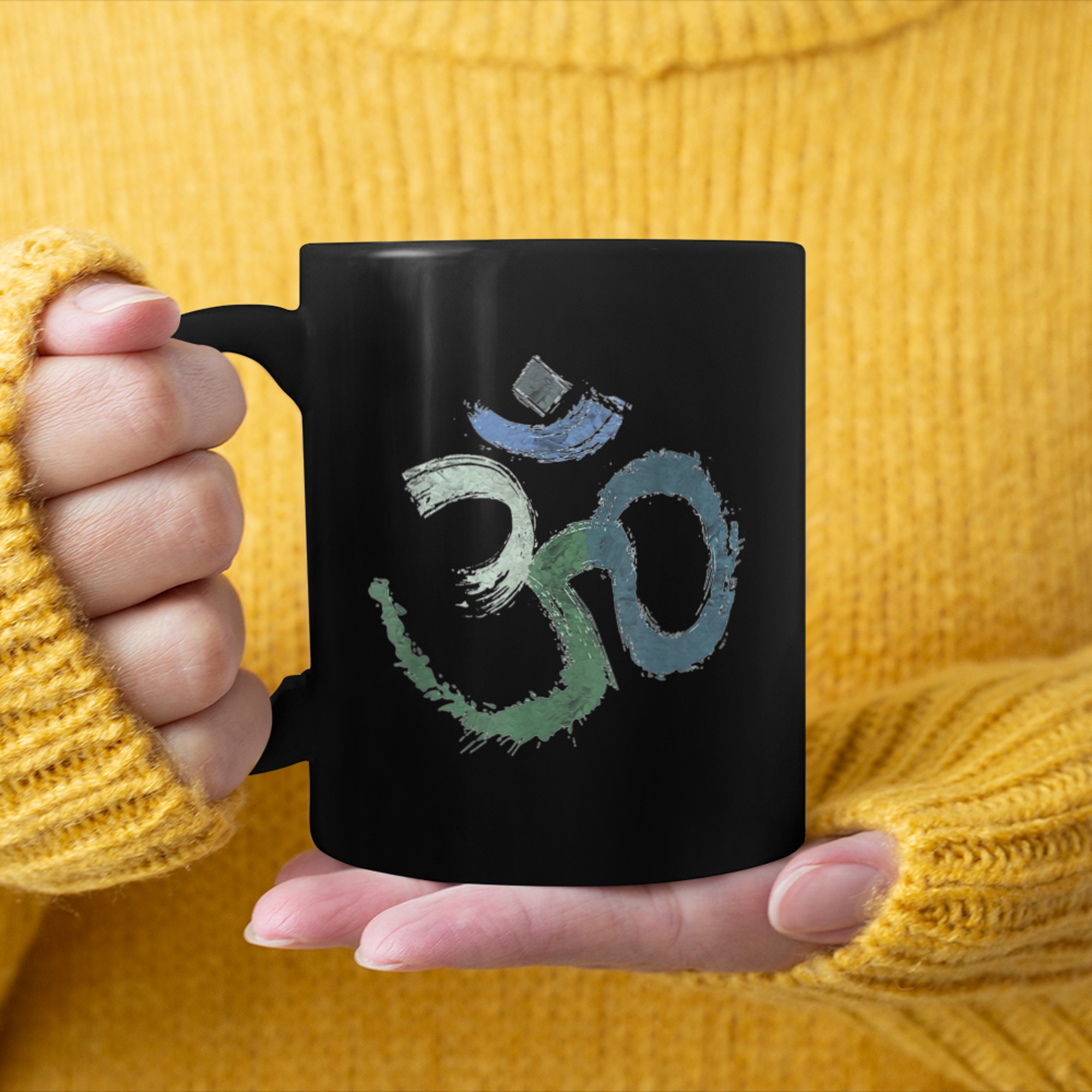 Om Meditation Spiritual Ancient Symbol Peace Yoga mug black