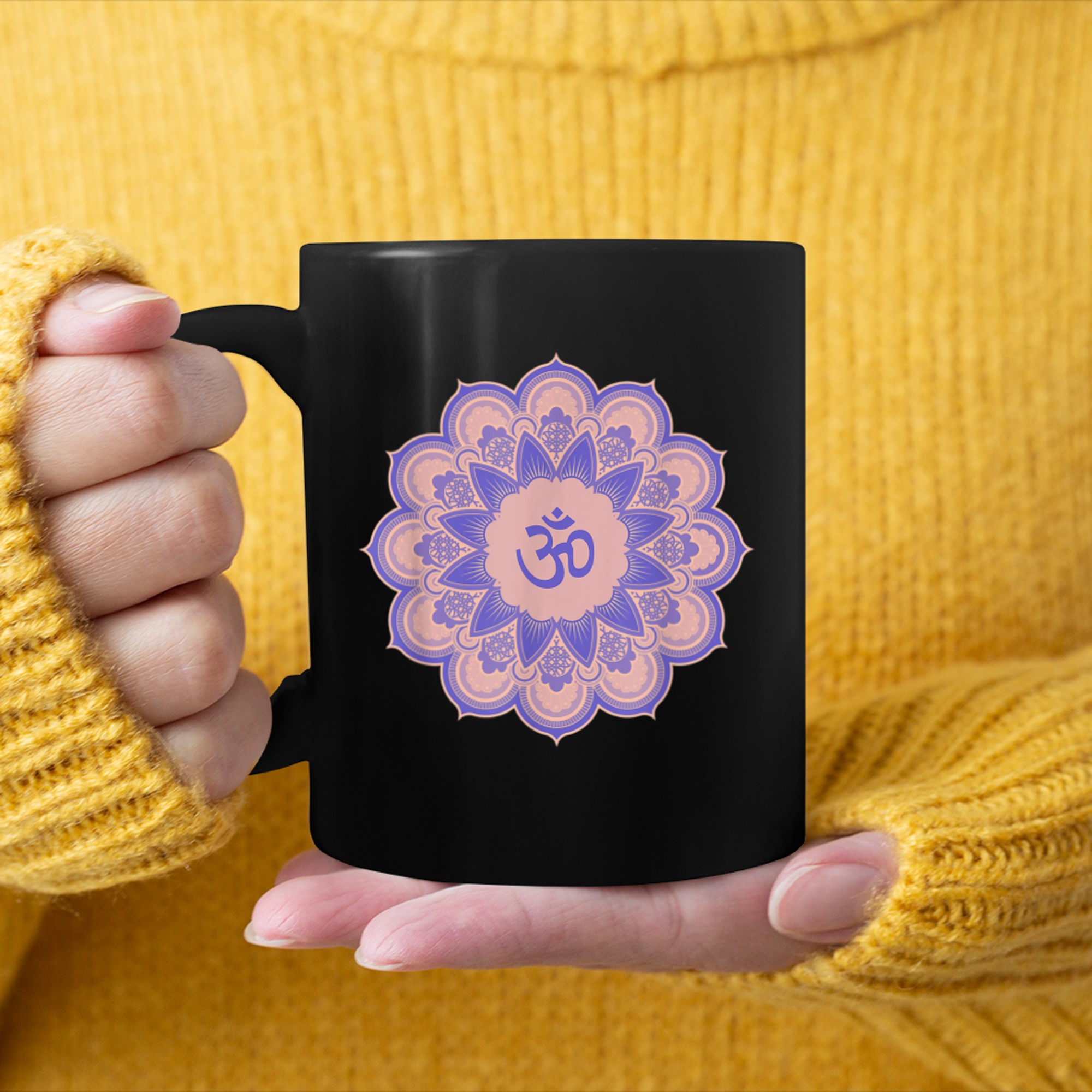 Om Ohm Aum Symbol Mandala Spiritual Yoga (2) mug black