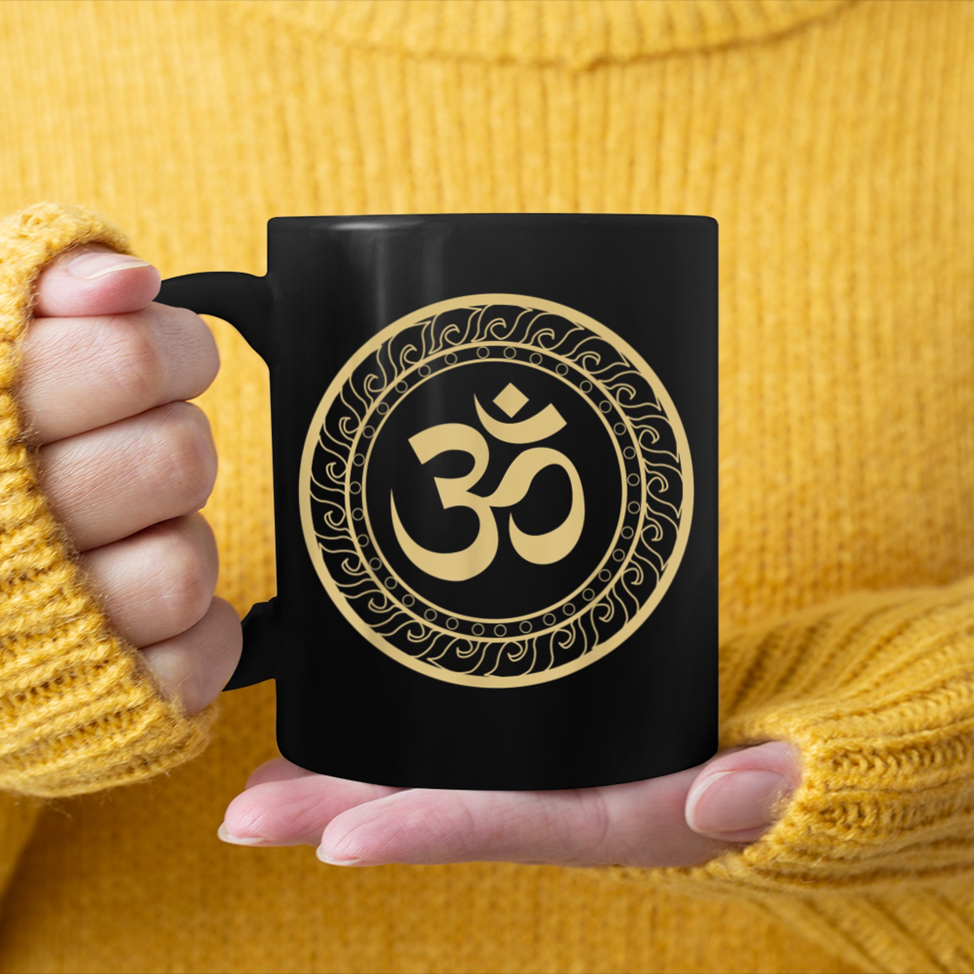 Om Ohm Aum Symbol Spiritual Yoga (29) mug black