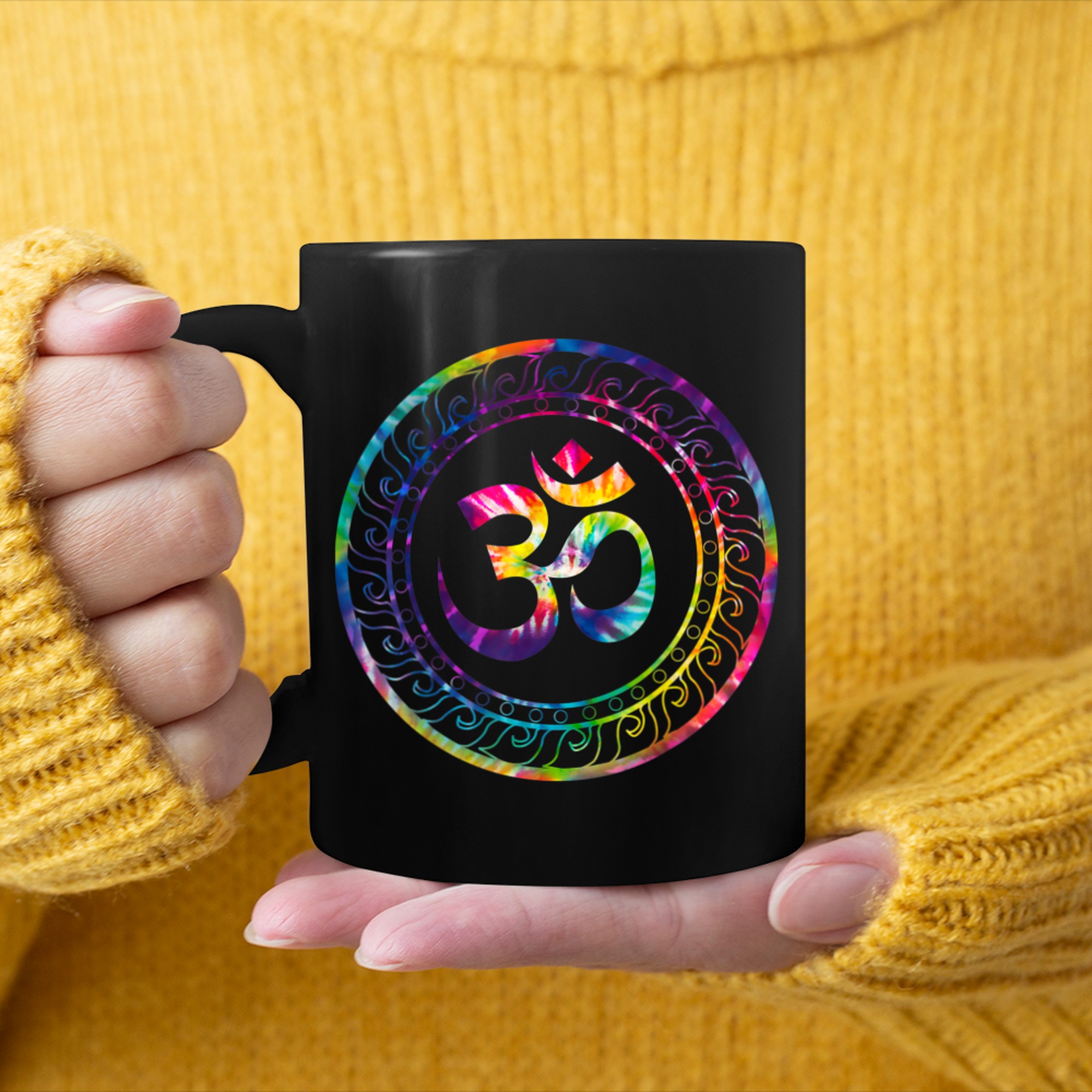 Om Ohm Aum Symbol Spiritual Yoga (30) mug black