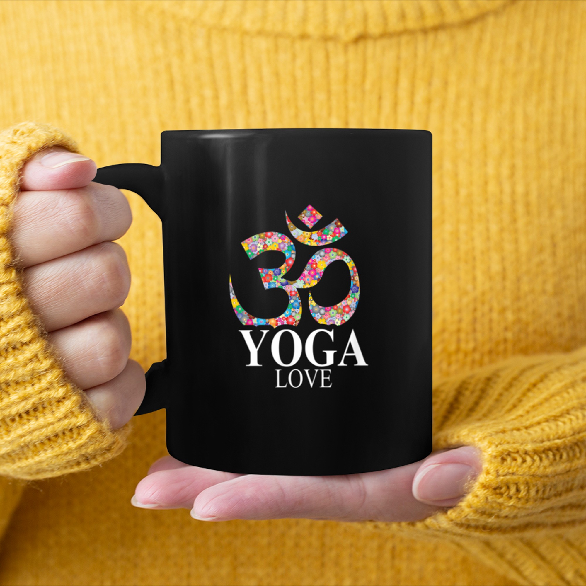 Om Ohm Aum Symbol Spiritual Yoga Love mug black