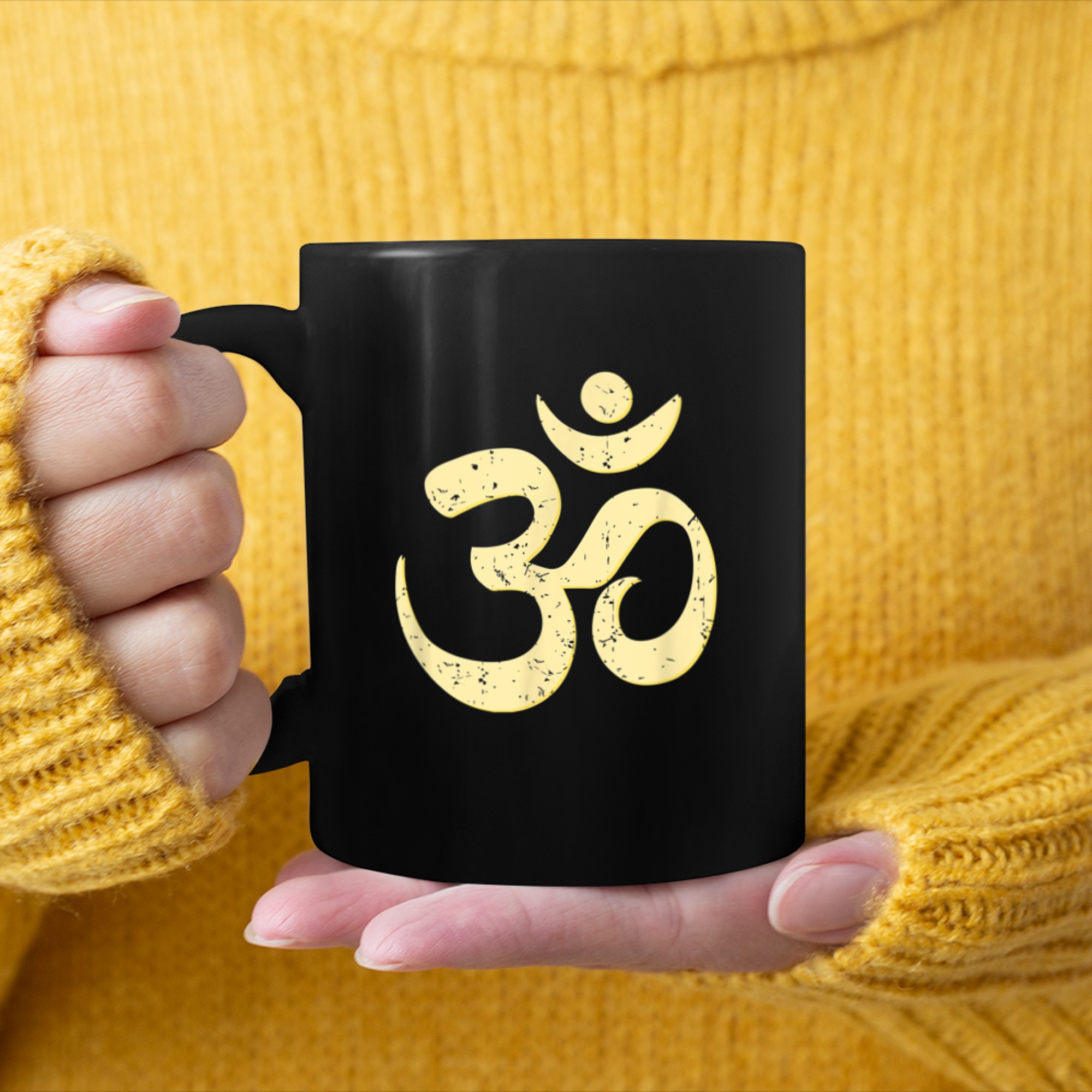 Om Omkar Aum Symbol Spiritual Yoga Meditation Zen Vintage Om mug black