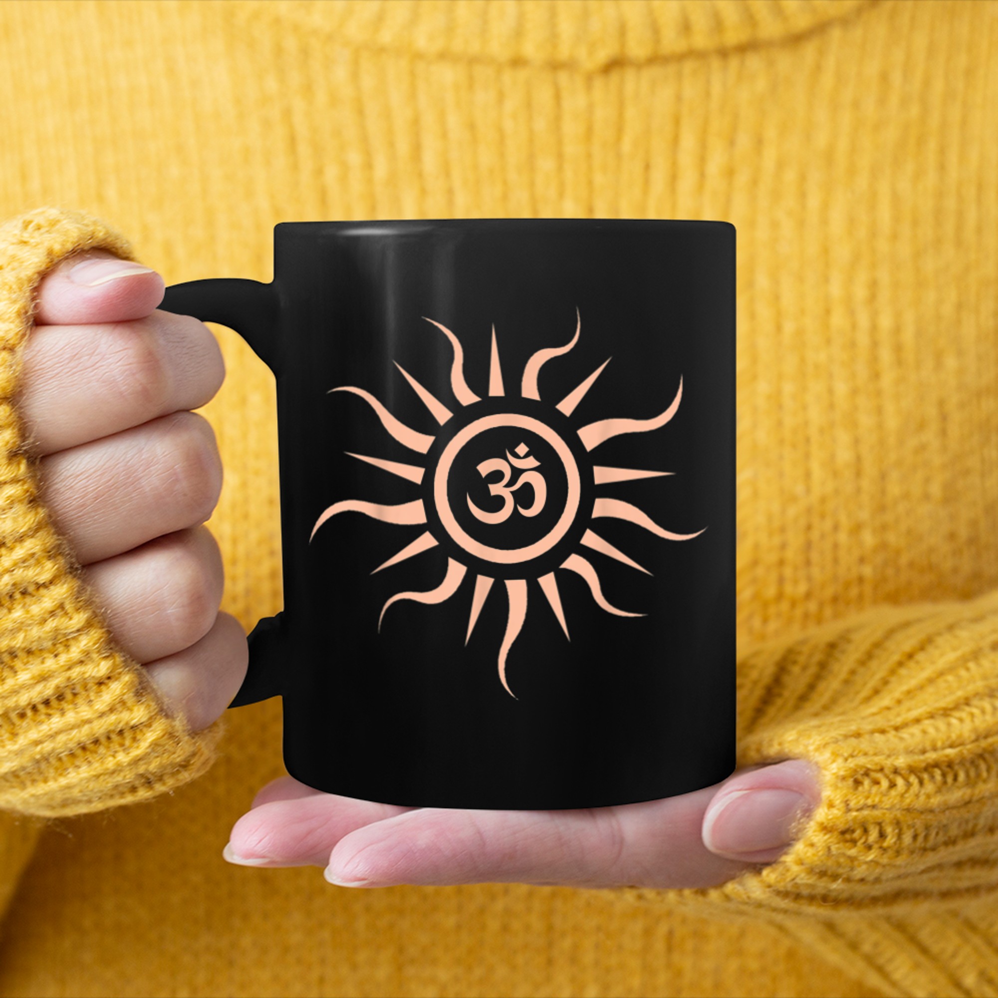 Om Symbol Aum Ohm Hindu Mandala Yoga Meditation Namaste (10) mug black