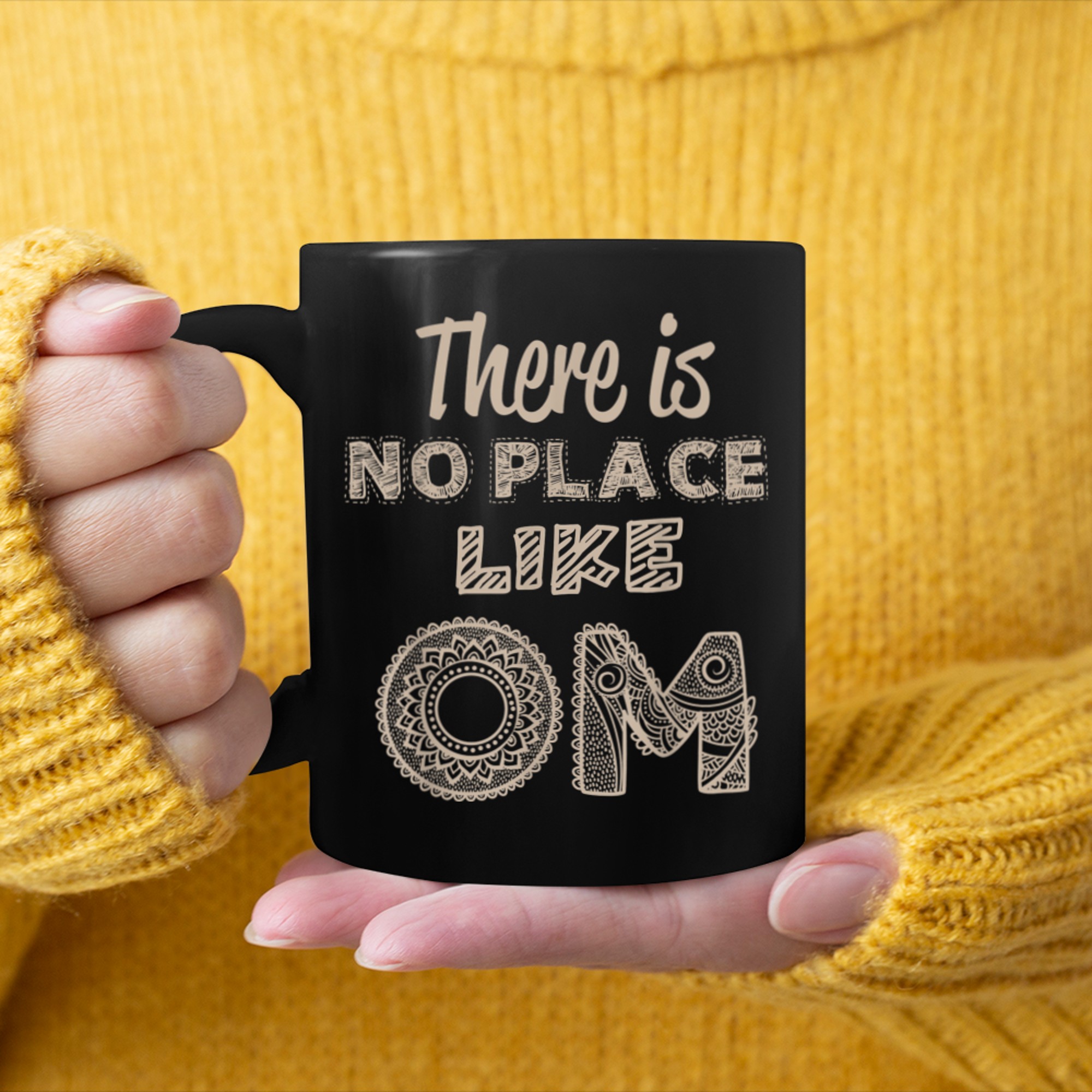 Om Symbol Aum Ohm Hindu Mandala Yoga Meditation Namaste (2) mug black