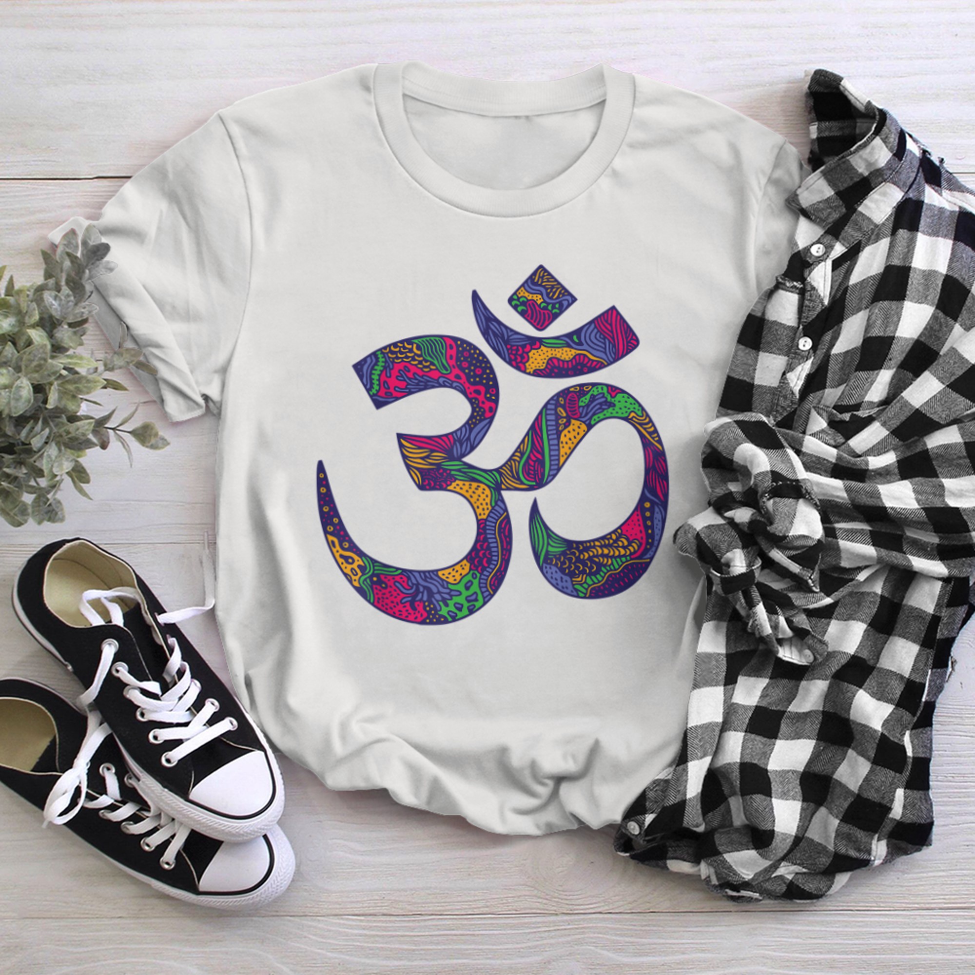 Om Symbol Aum Ohm Hindu Mandala Yoga Meditation Namaste (5) t-shirt white