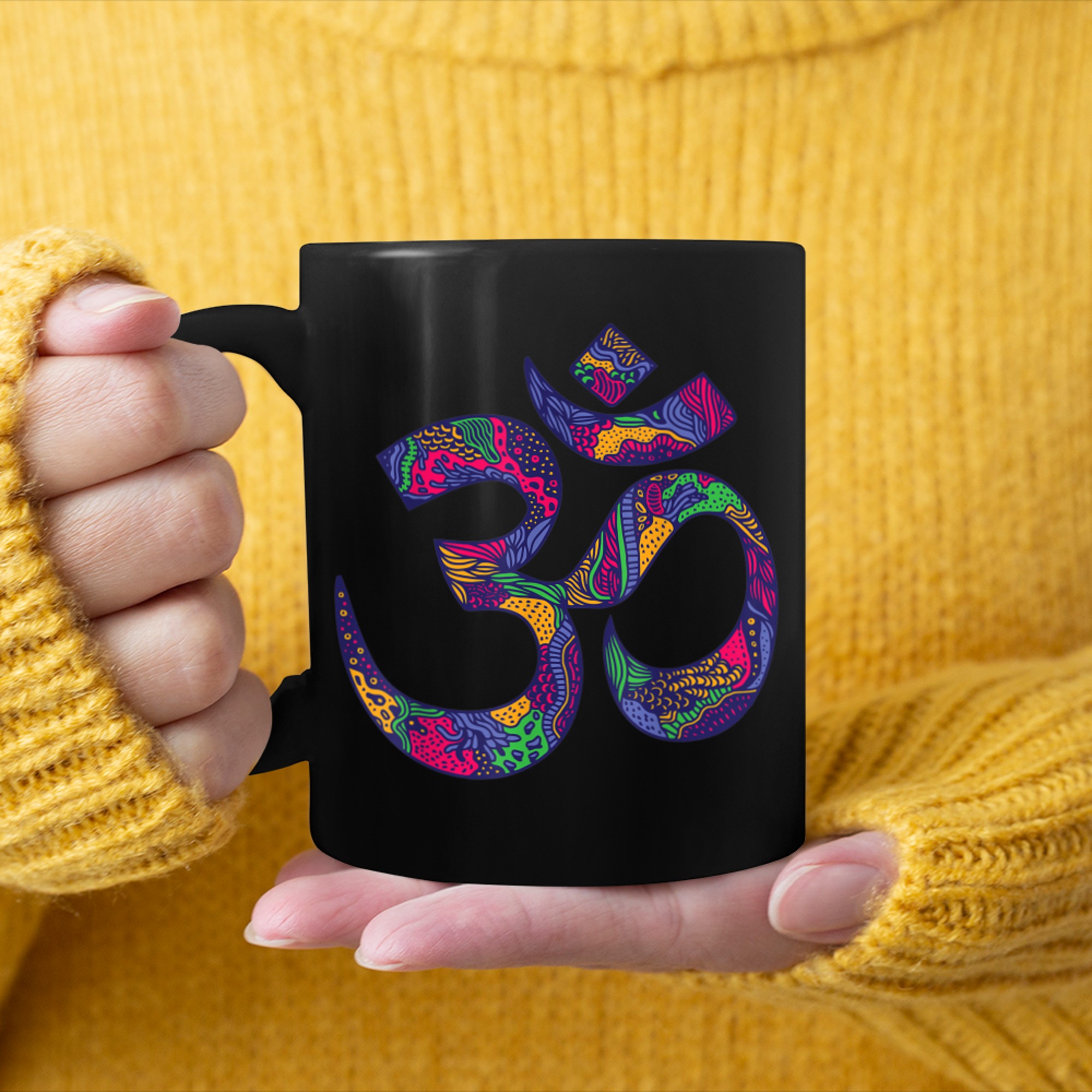 Om Symbol Aum Ohm Hindu Mandala Yoga Meditation Namaste (7) mug black