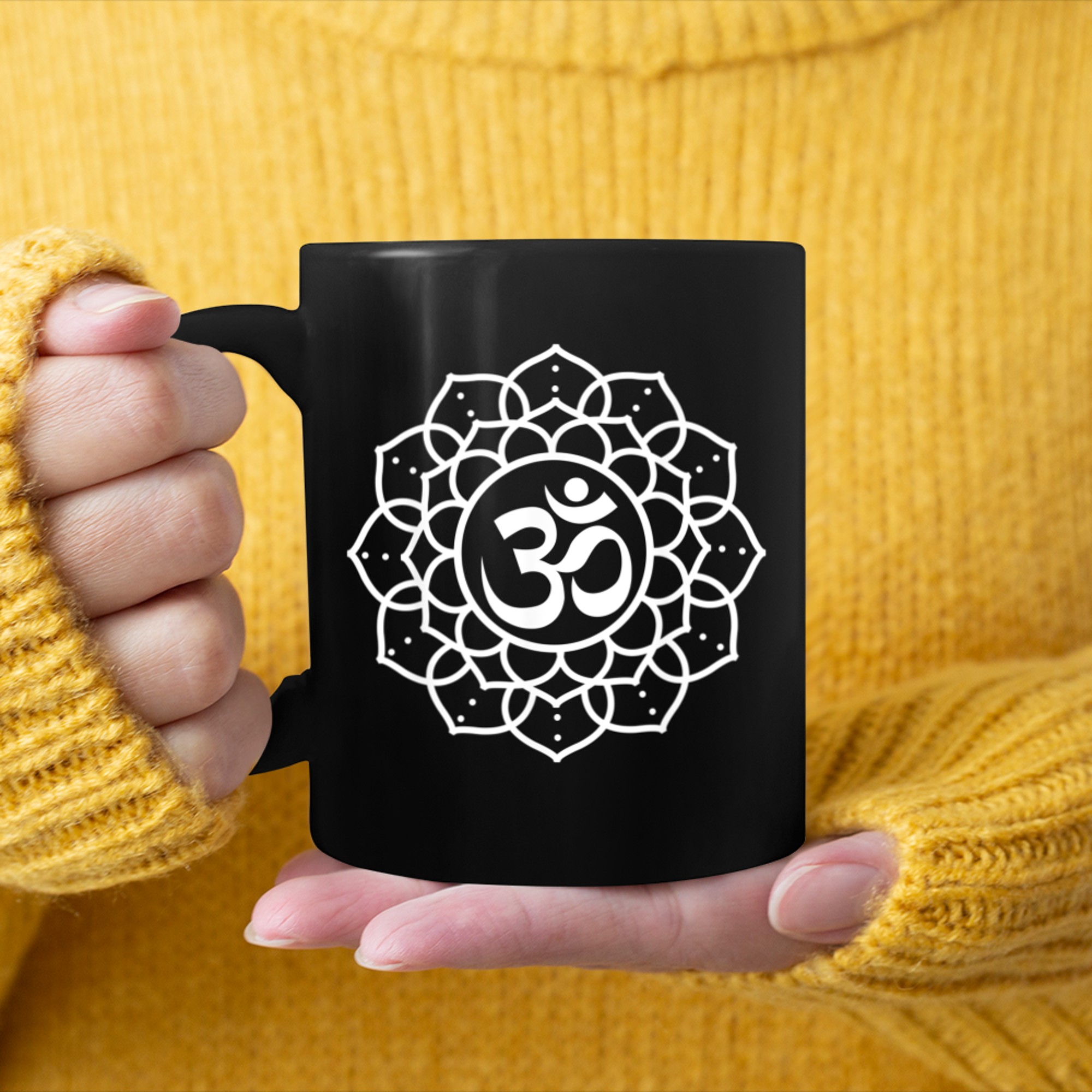 Om Symbol Hindu Mandala Yoga Meditation OM mug black