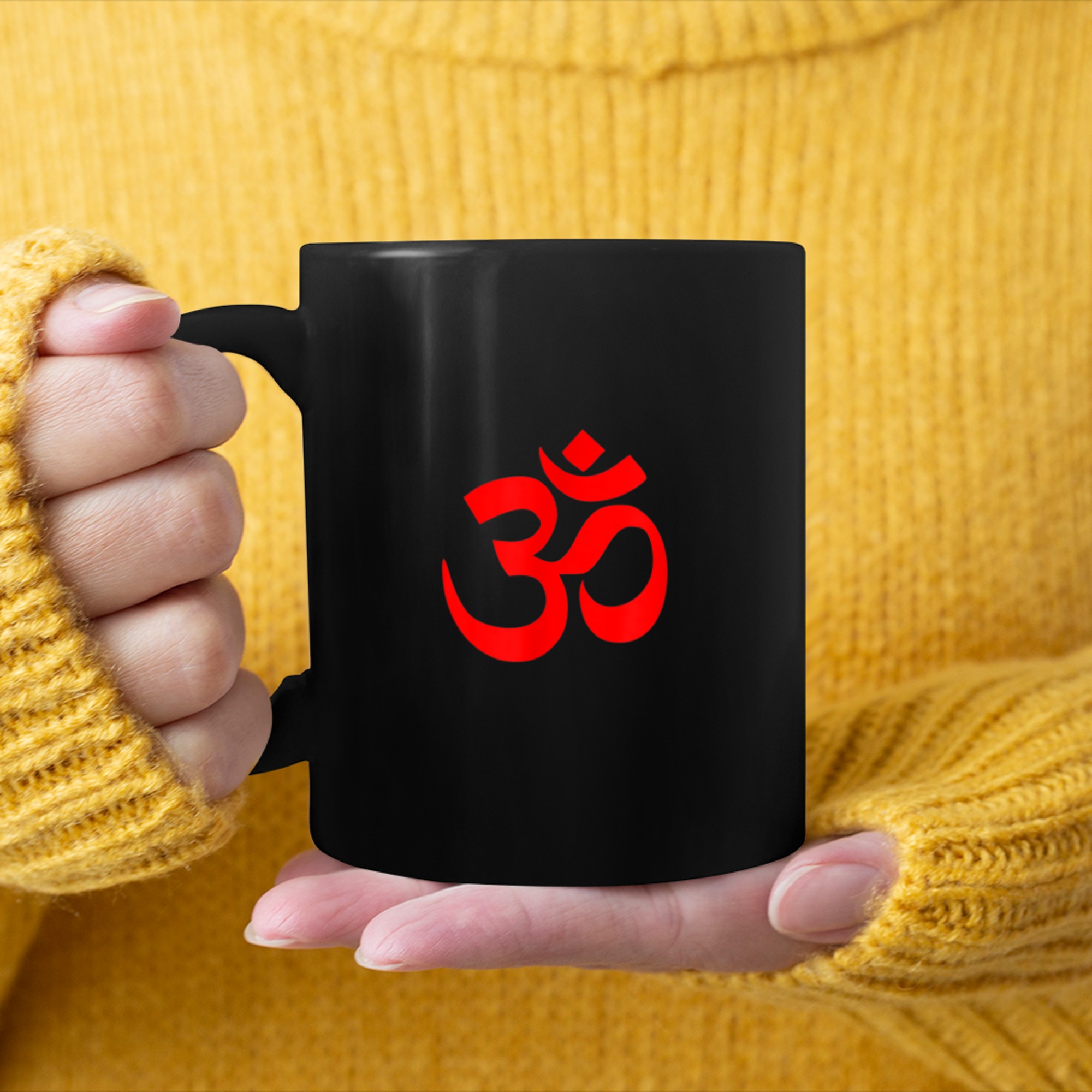 OM symbol meditation mantra Yoga teacher practice spiritual mug black