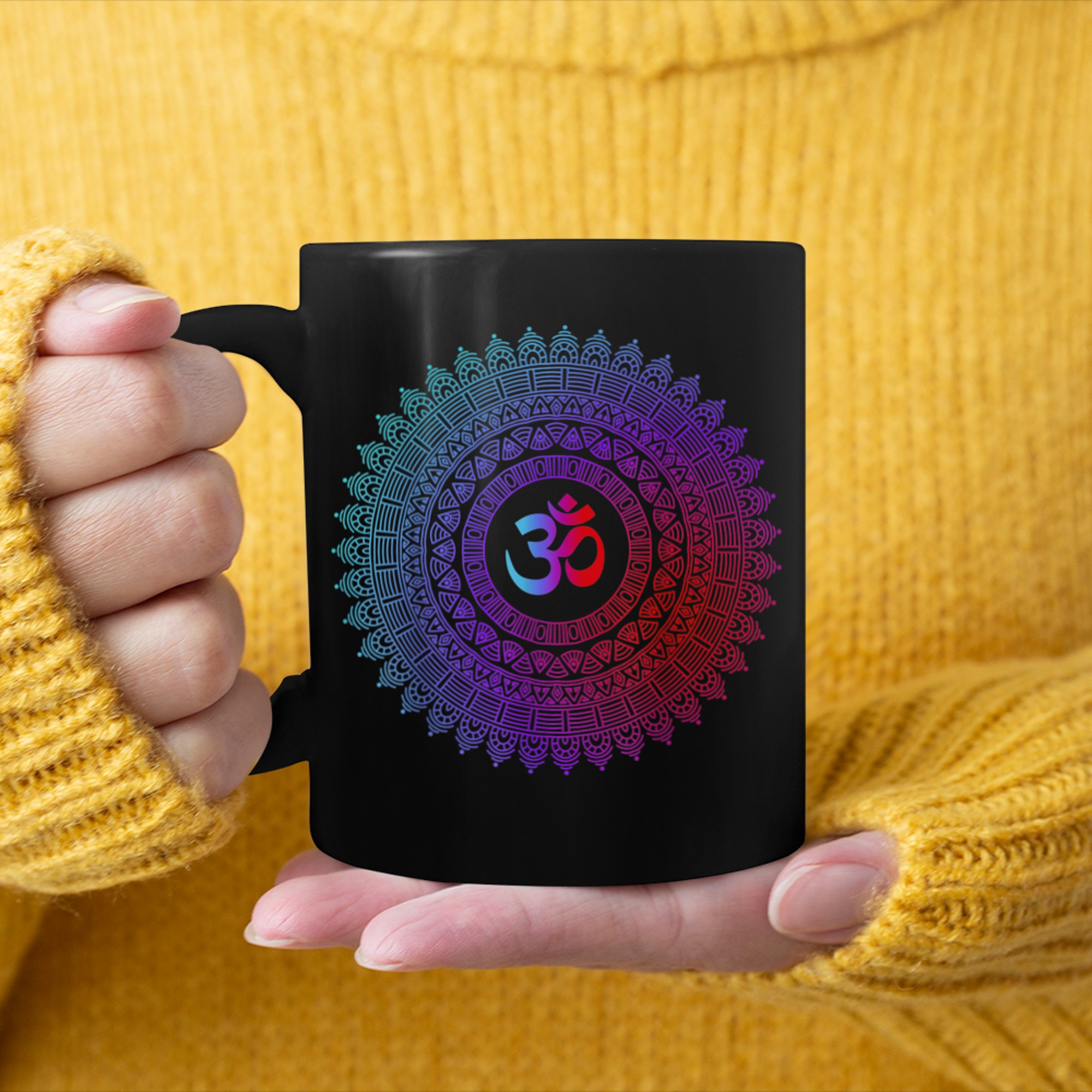 Om Symbol Meditation Tee Pilates Yoga Lover mug black