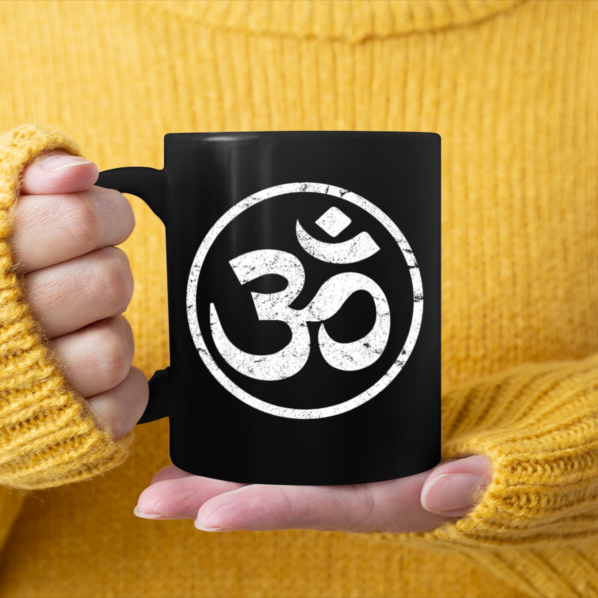 Om Symbol Meditation Workout Exercise Yoga Lover (1) mug black