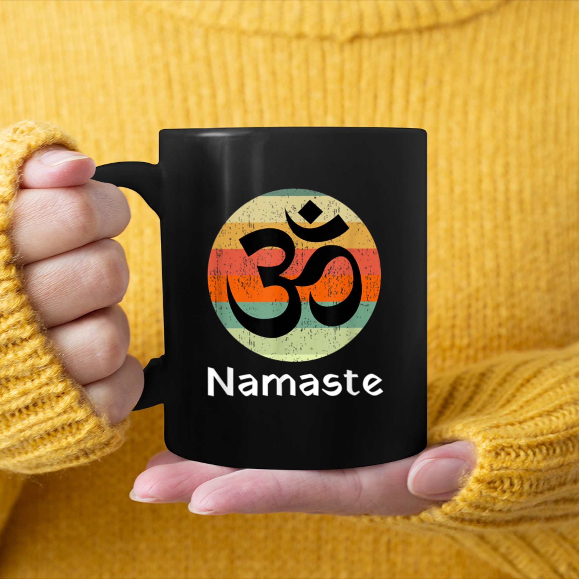 Om Symbol Namaste Ohm Hindu Zen Yoga Day mug black