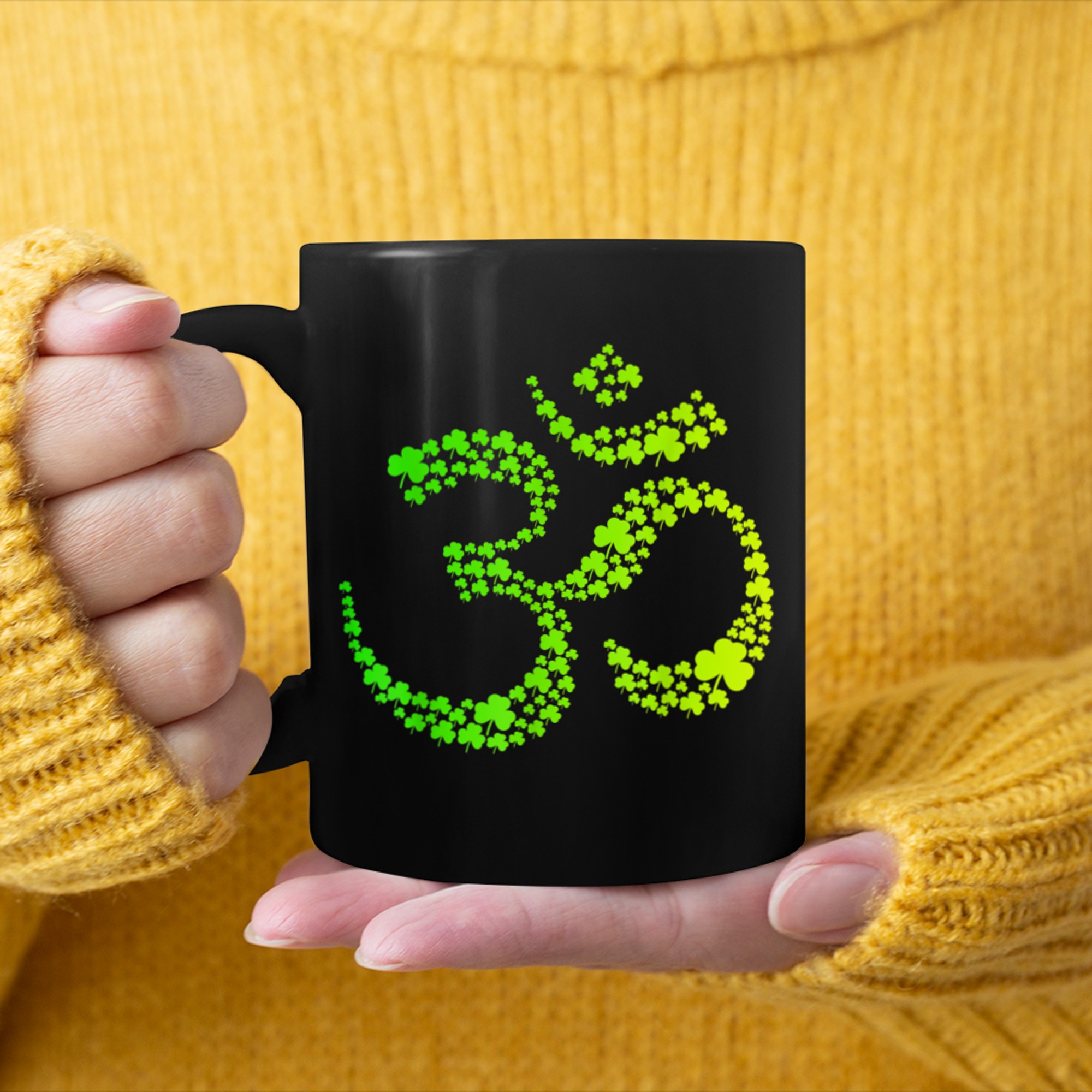 Om Symbol T-Shirt for Meditation and Yoga (1) mug black