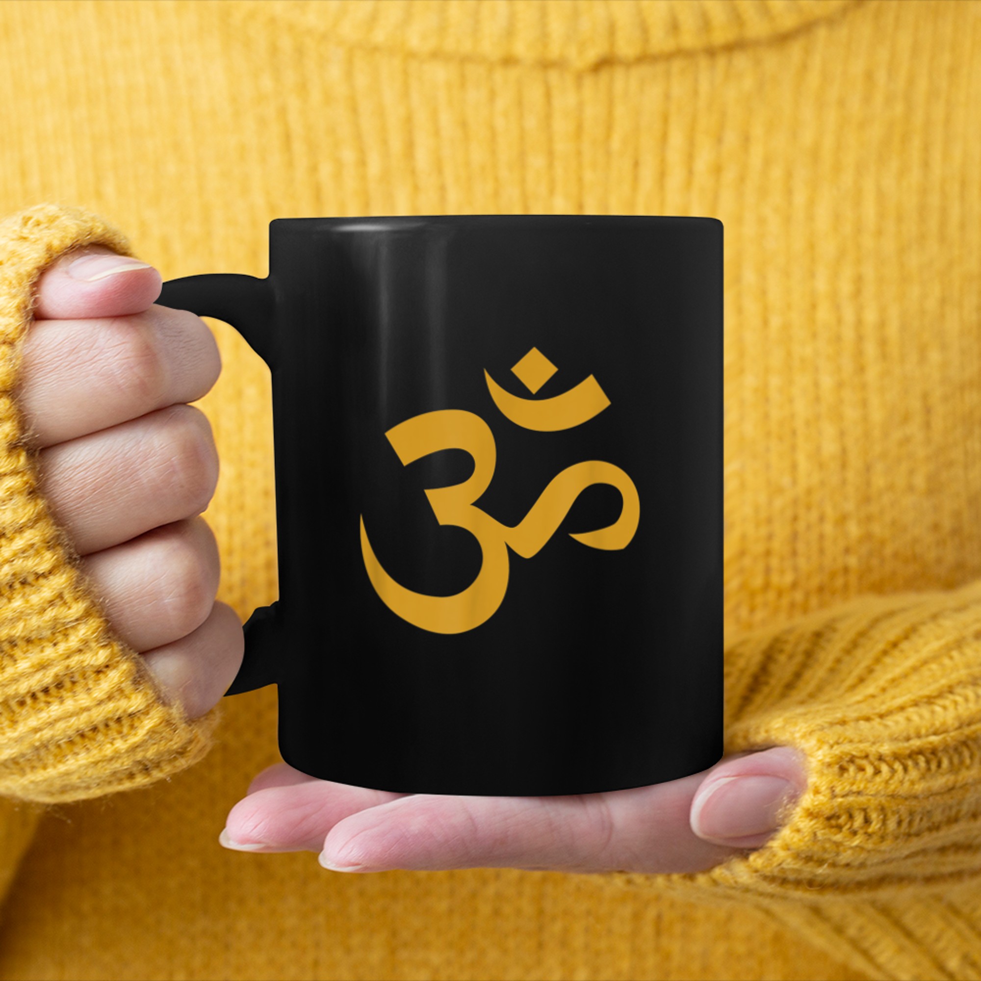 Om Yoga Aum Ohm Hindu Meditation Symbol (2) mug black