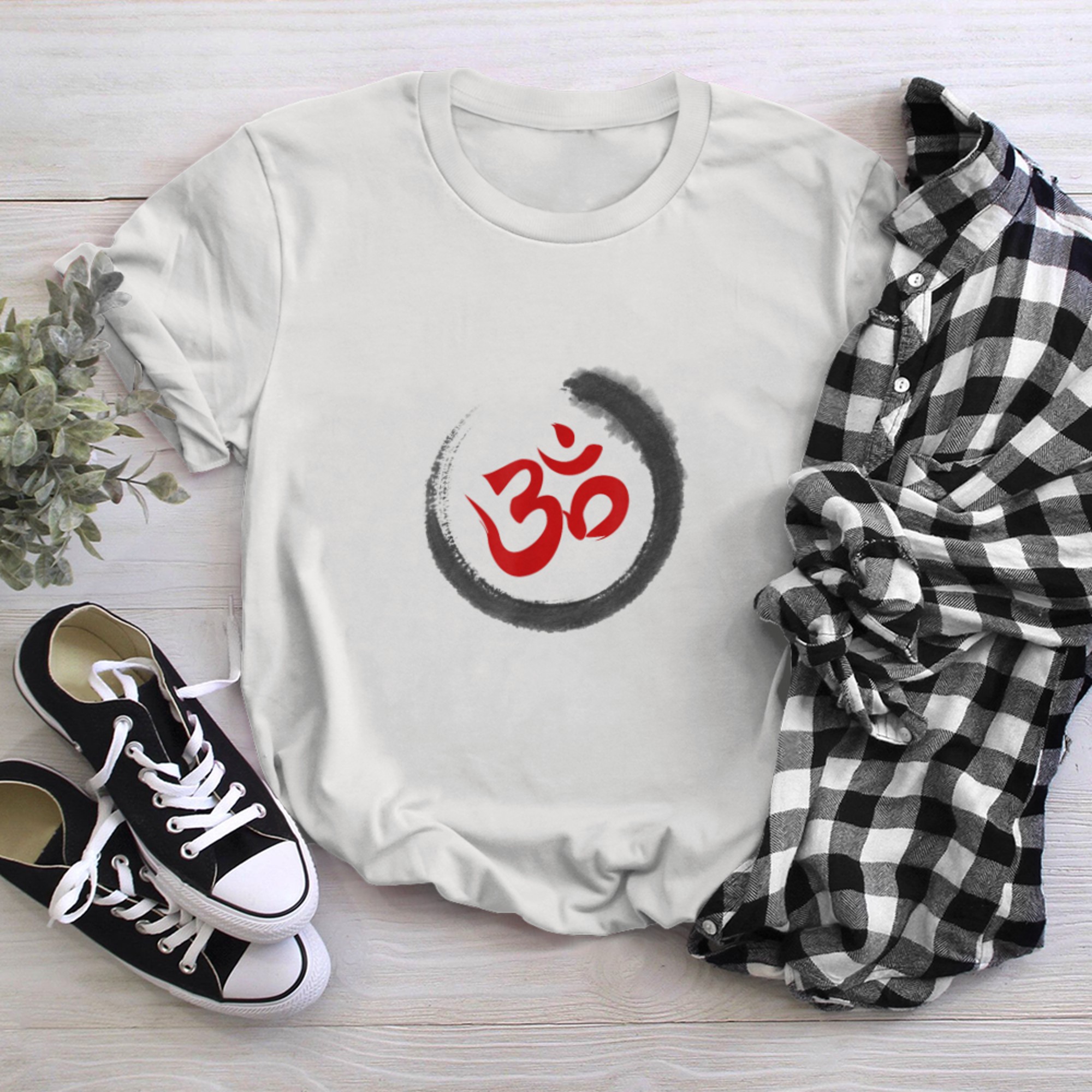 Om Yoga Symbol Buddhist and Meditation Calligraphy (3) t-shirt white