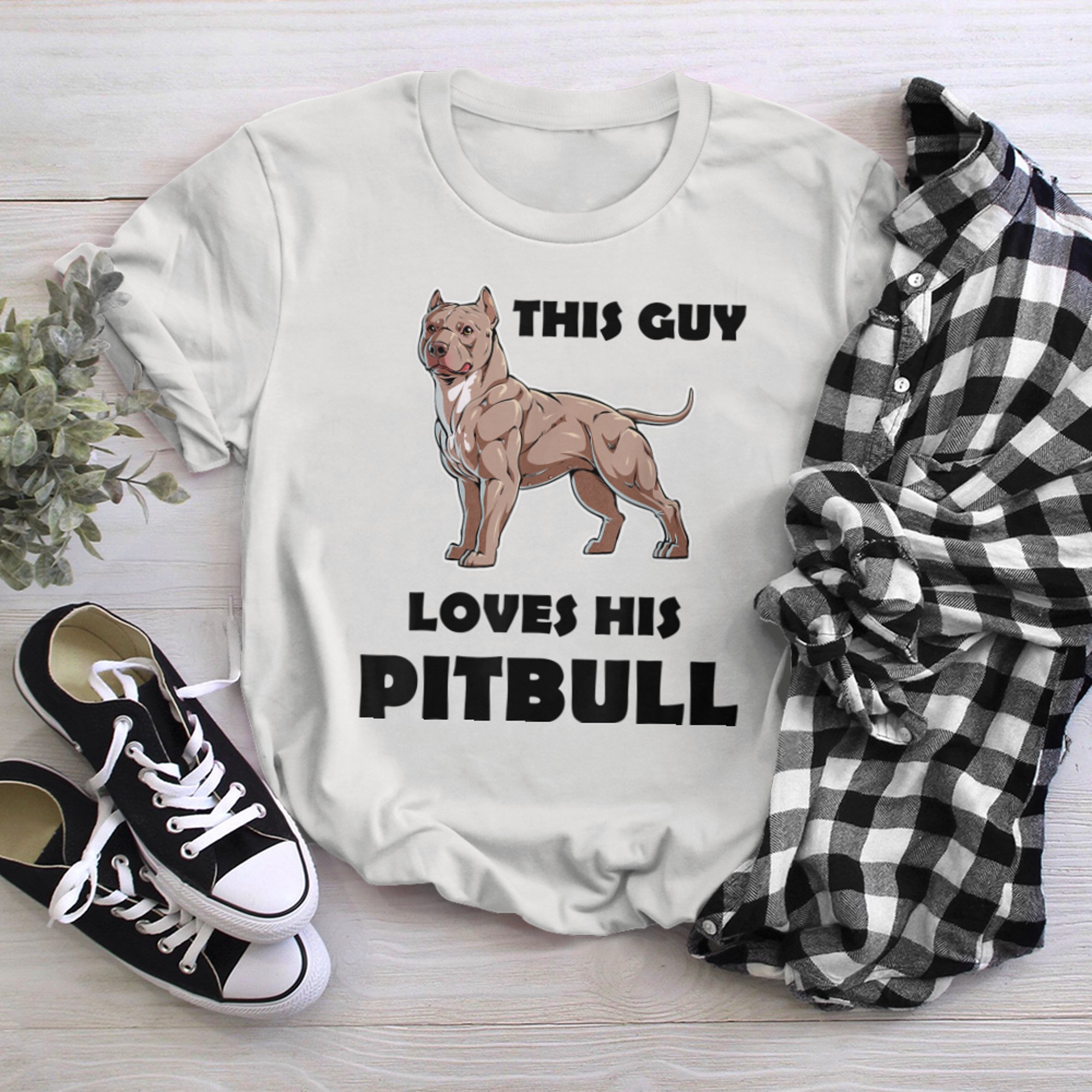 Pitbull - Dog Love - This Guy Loves His Pitbull t-shirt white