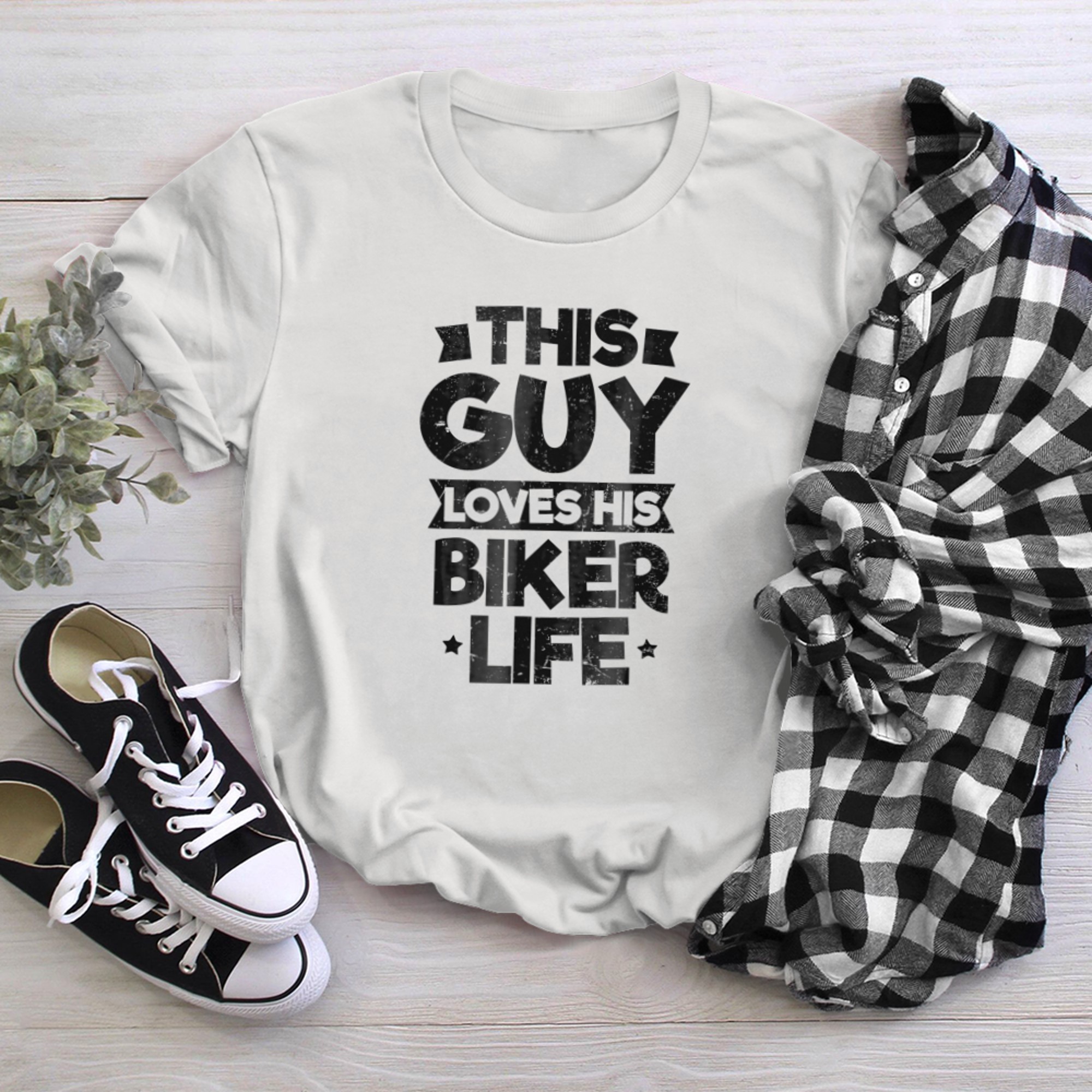 This Guy Loves His Biker Life (1) t-shirt white