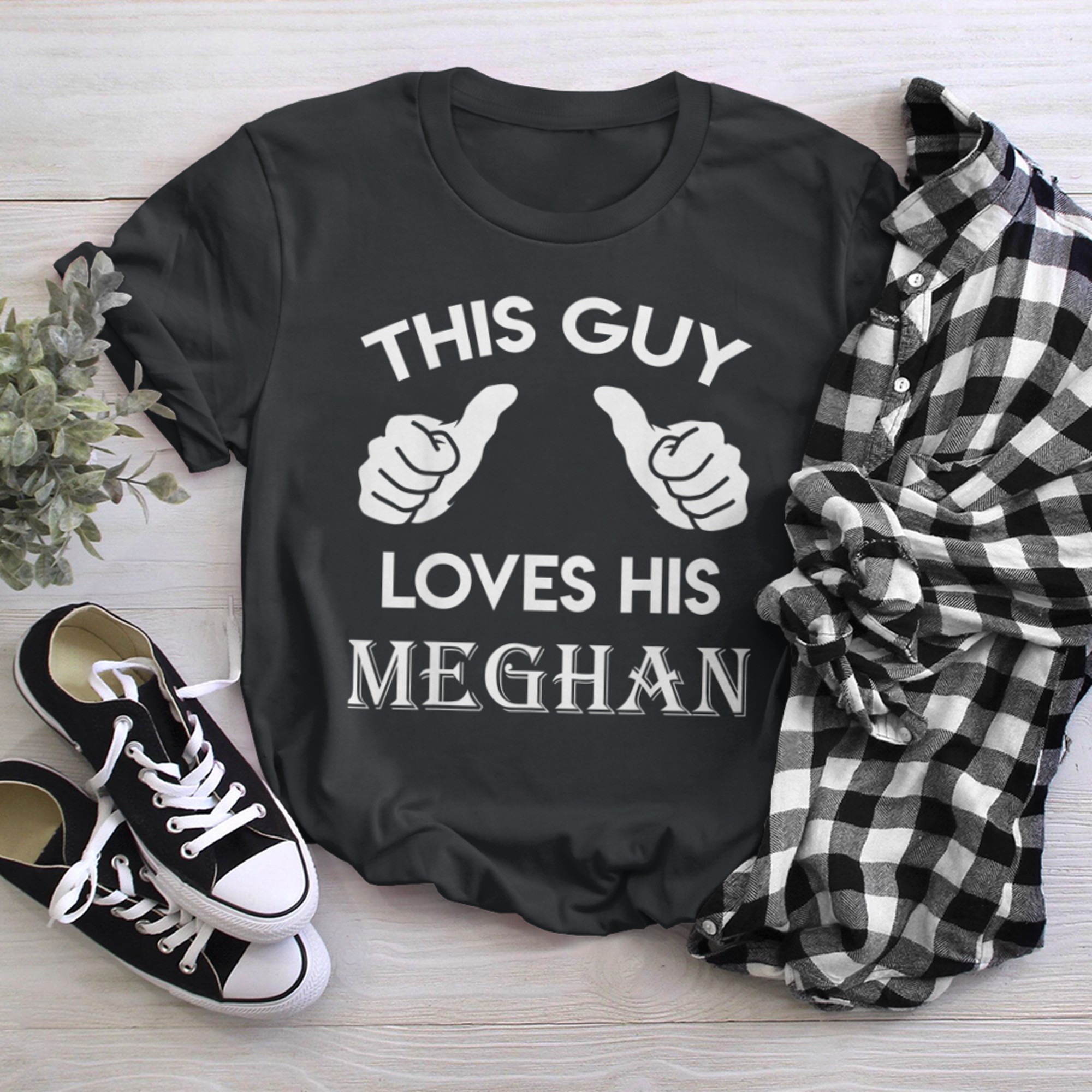 This guy loves his MEGHAN valentine heart belongs 3 t-shirt black