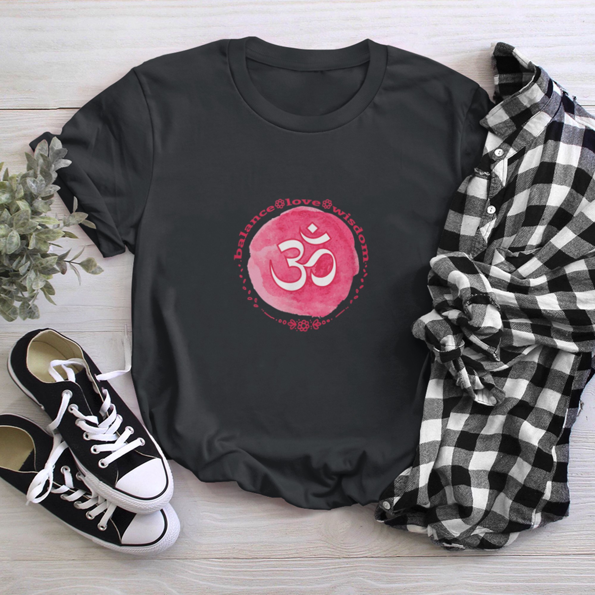 Watercolor Om Yoga Symbol Hindu Spiritual Cute t-shirt black