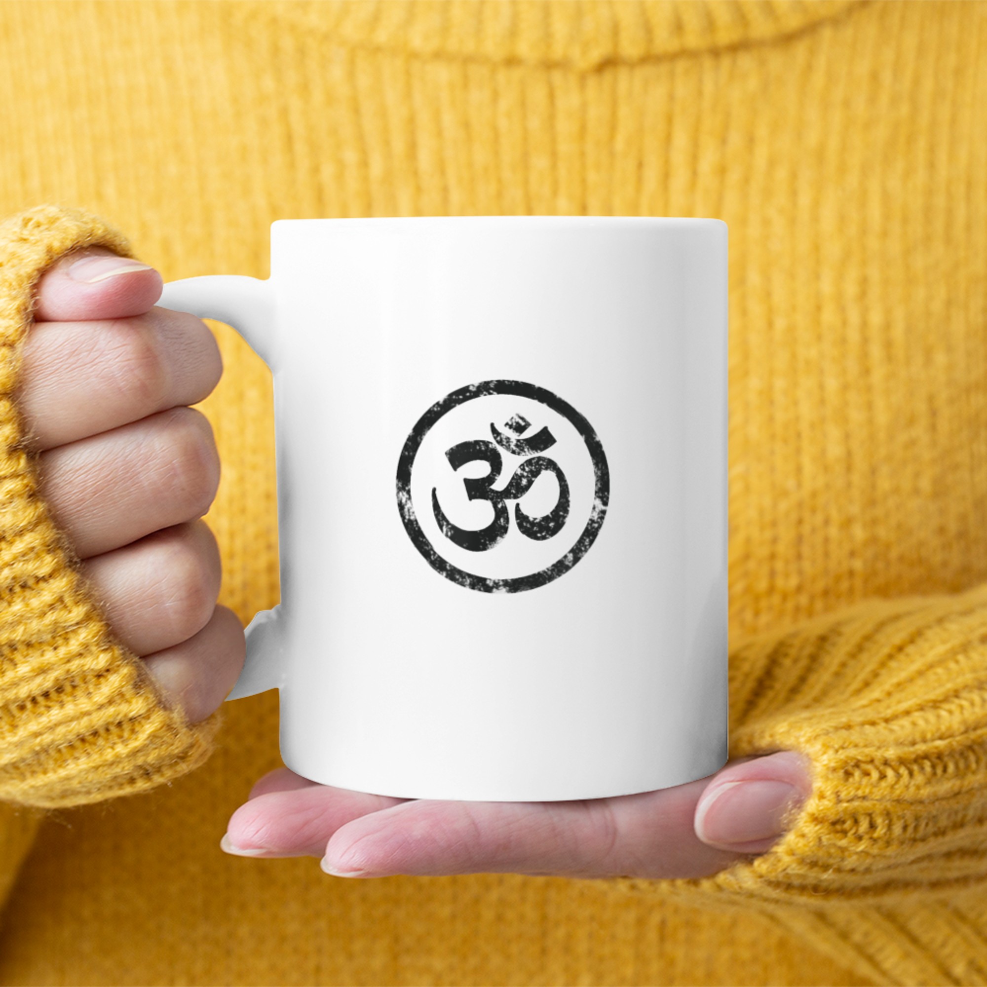 Buddhist Symbol Om TShirt Cool Buddhism Yoga Tao Zen Tee mug white