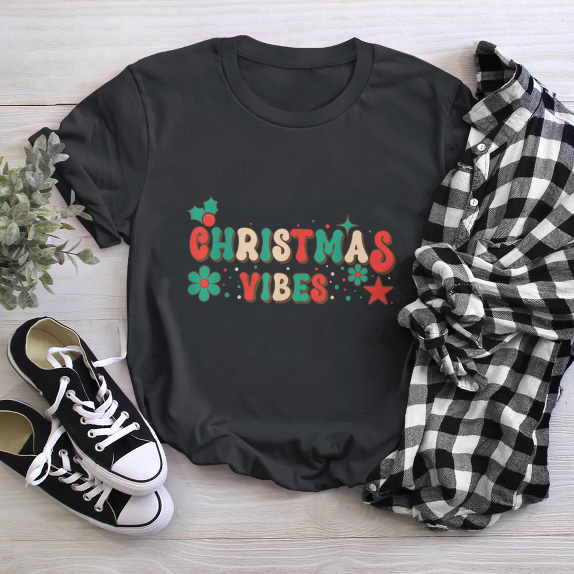 Christmas Vibes Family Matching Merry Christmas Holiday (1) t-shirt black