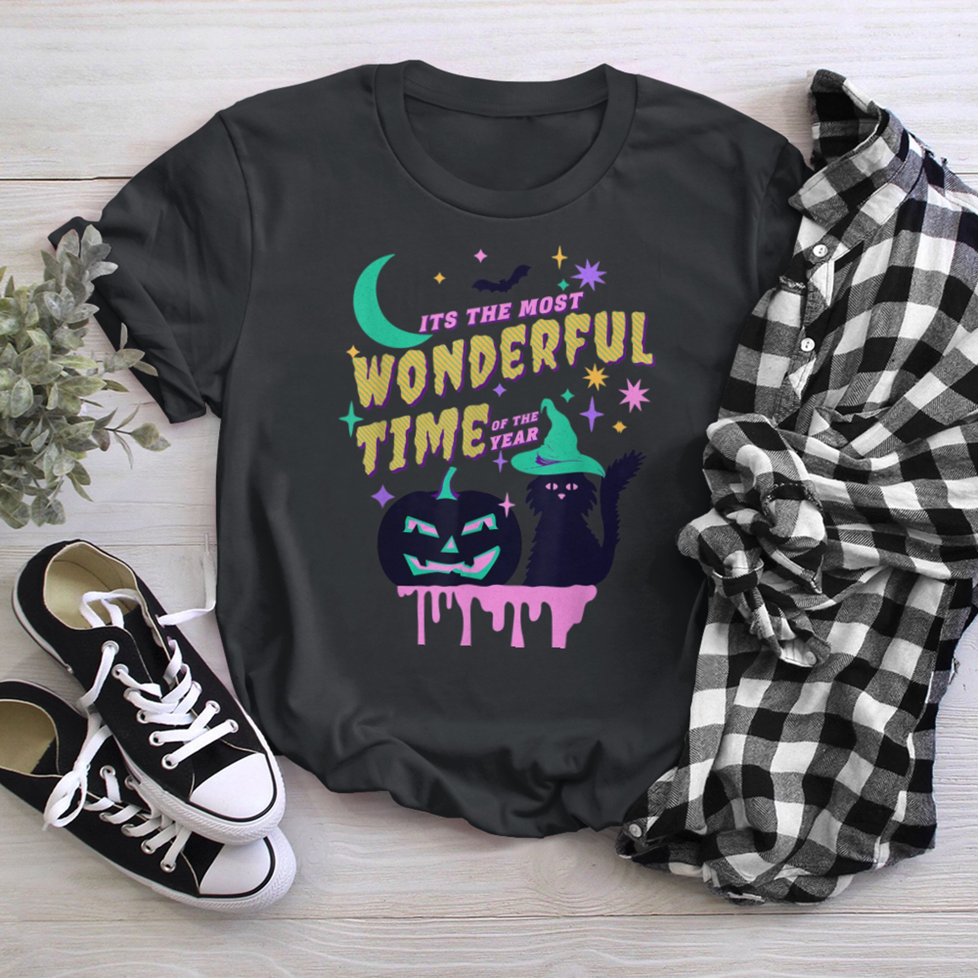 Cute It's the Most Wonderful Time Of the Year Cat Halloween t-shirt black