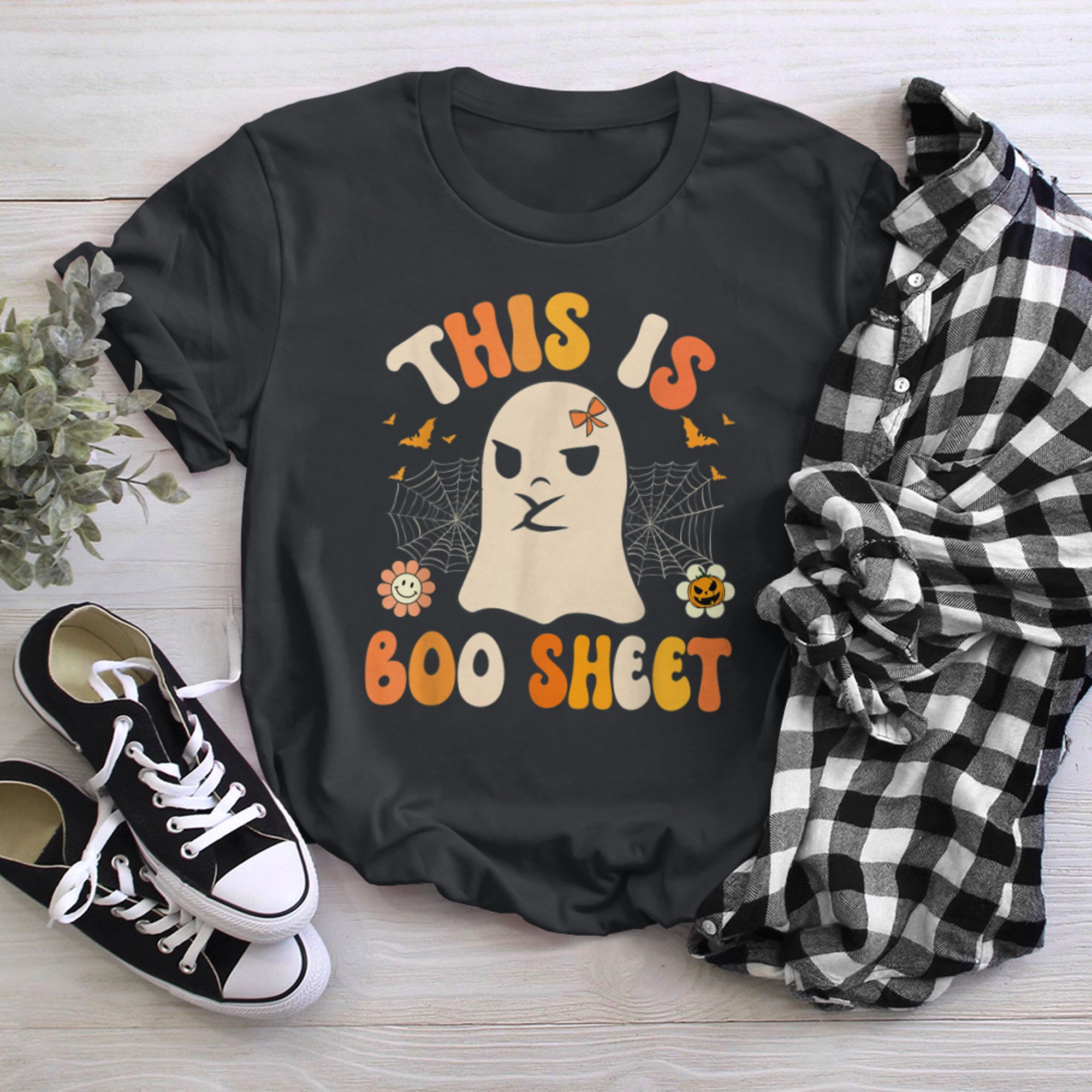 Funny Halloween Shirts for Women Costume - This is Boo Sheet (3) t-shirt black