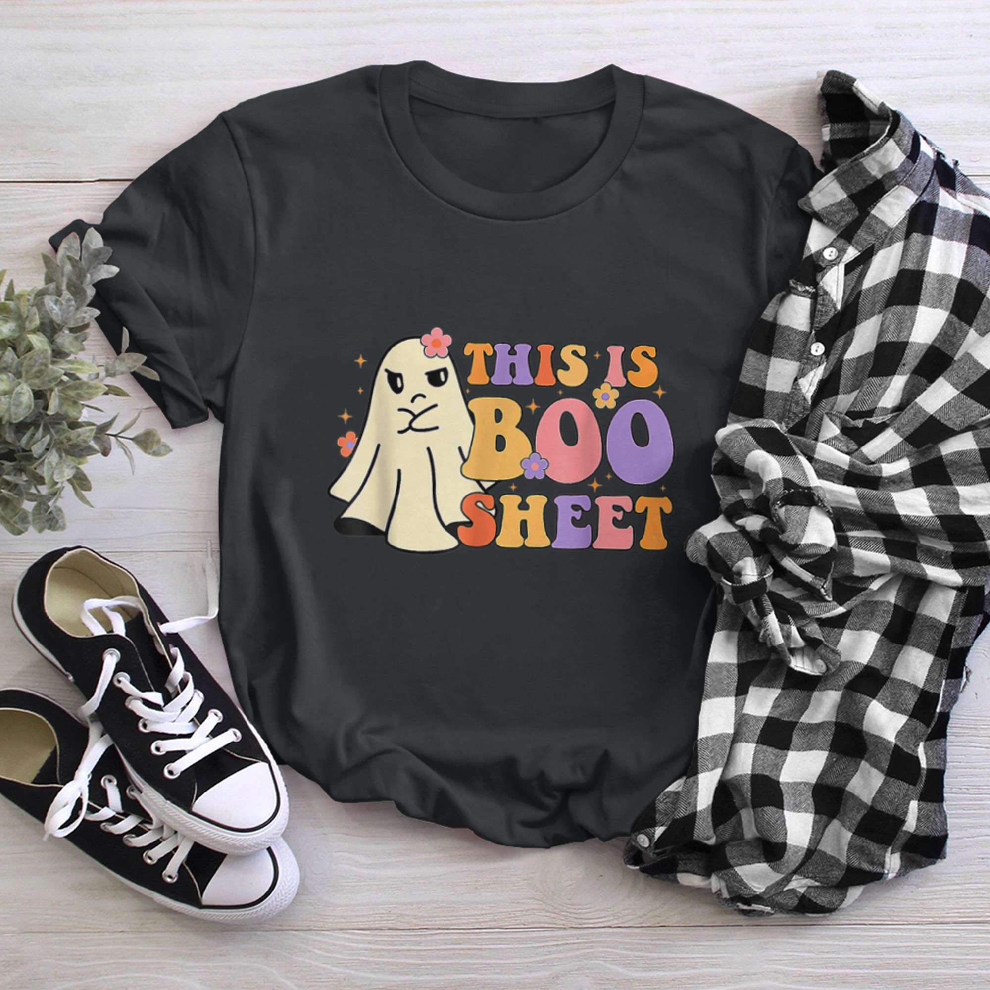 Ghost Costume Retro Halloween Funny This Is Boo Sheet t-shirt black