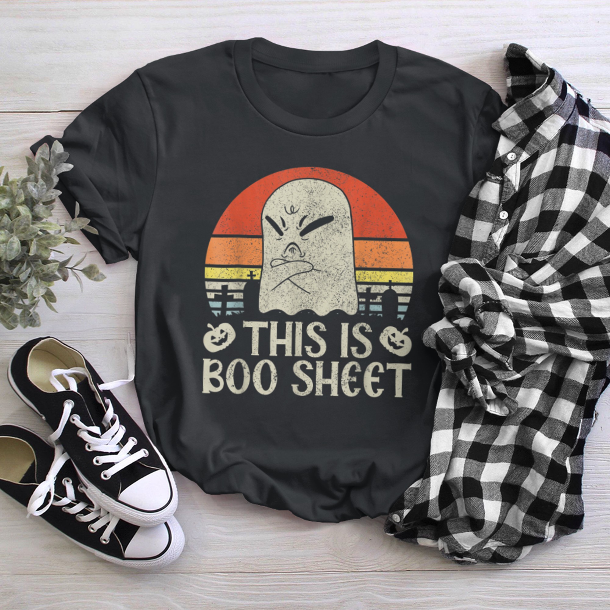 Ghost Retro Halloween Outfit, This Is Boo Sheet t-shirt black