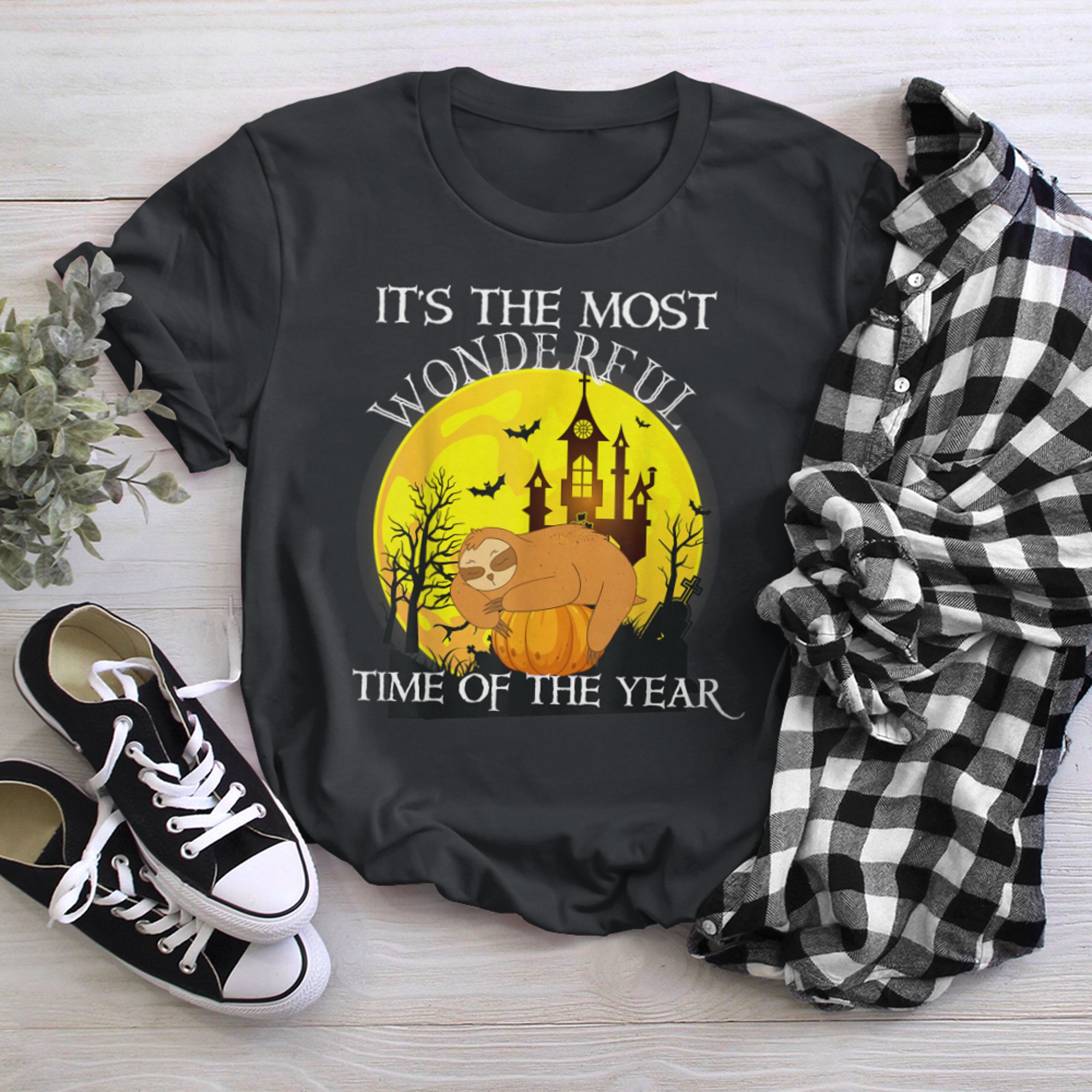 Halloween It's The Most Wonderful Time Of The Year Sloth t-shirt black