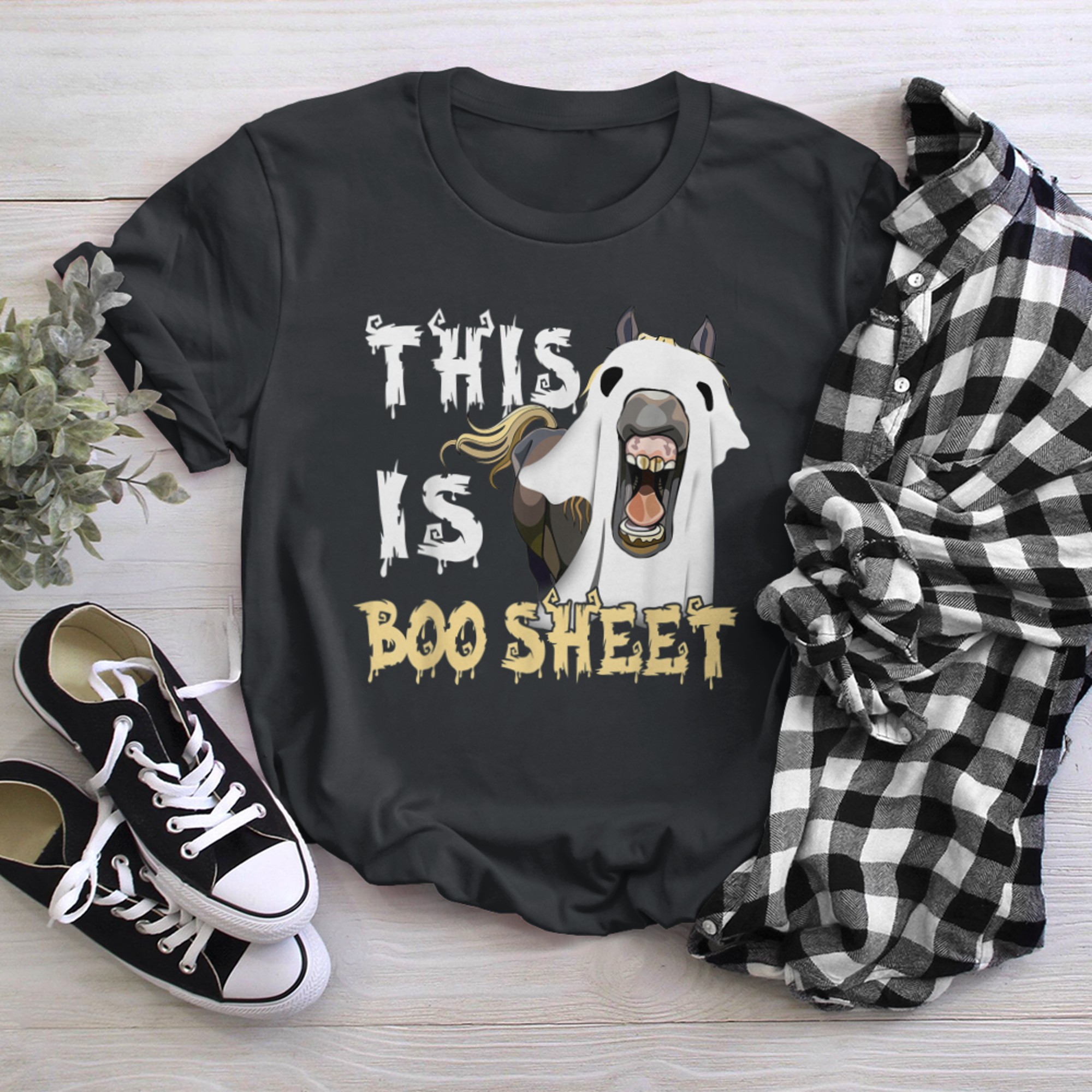 Horse This Is Boo Sheet - Funny Halloween Horse Equestrian (1) t-shirt black