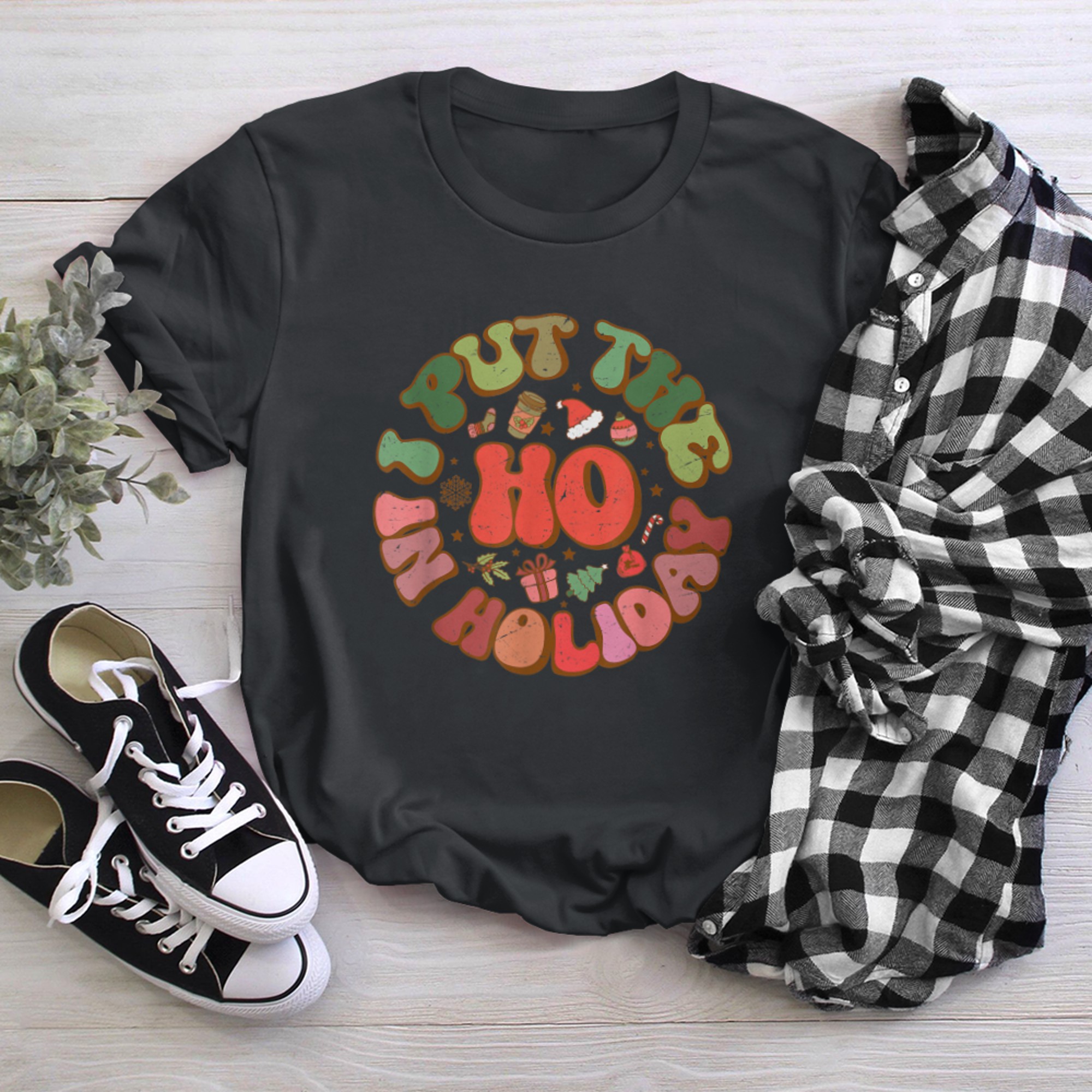 I Put The Ho In Holiday Matching Family Christmas Santa Team t-shirt black