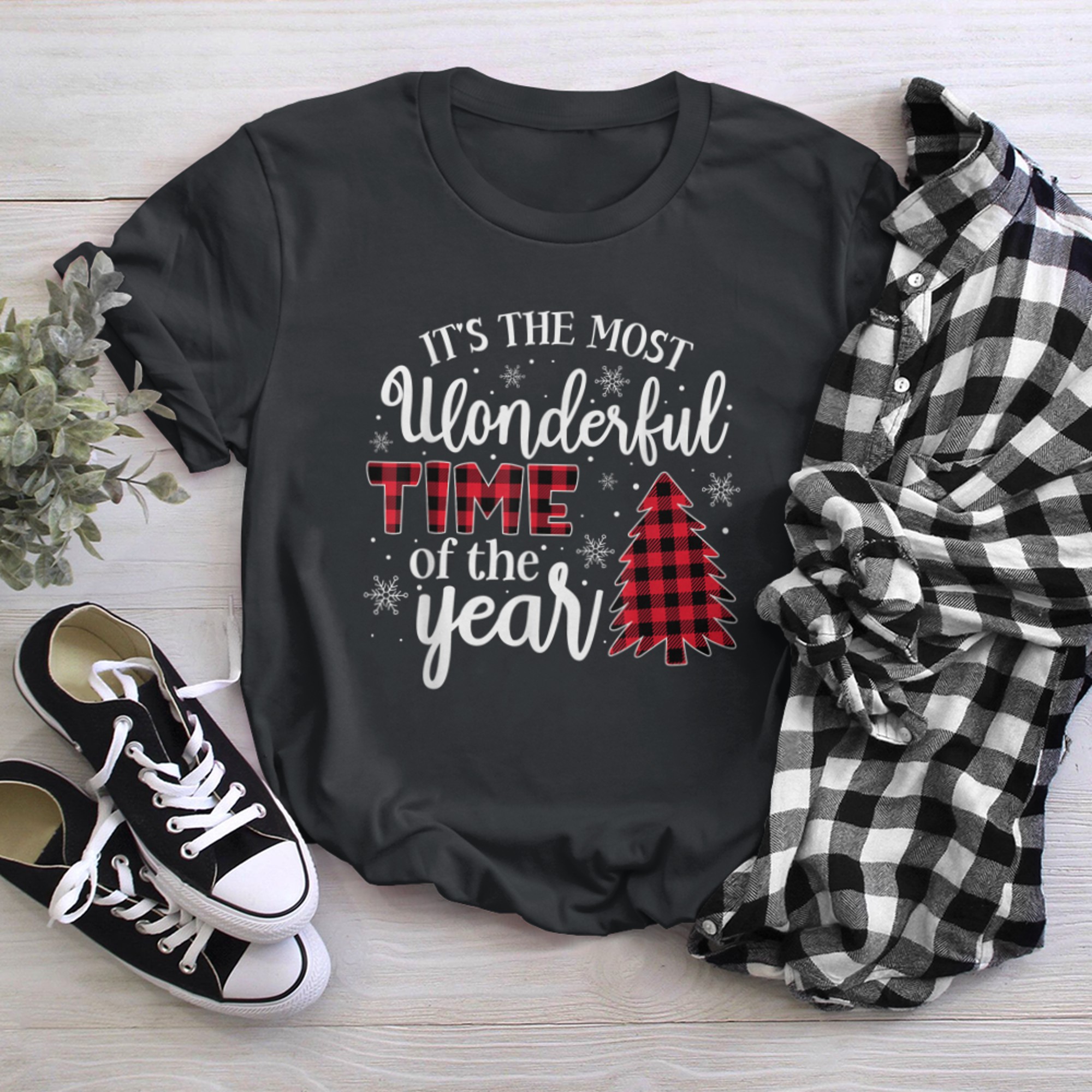 It's The Most Wonderful Funny Time Of The Year Buffalo Plaid t-shirt black